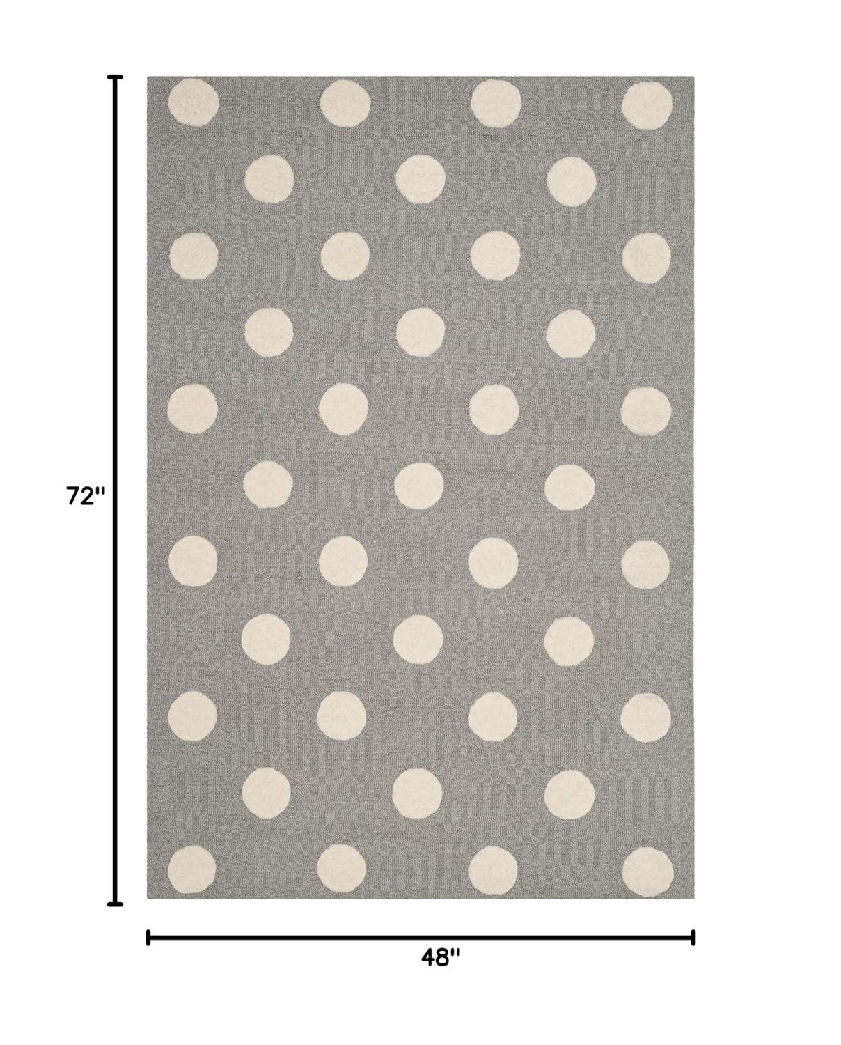 Safavieh Kids Polka Dots SFK904 Hand Tufted Indoor Accent Rug - Grey/Ivory - 4'x6' - Safavieh