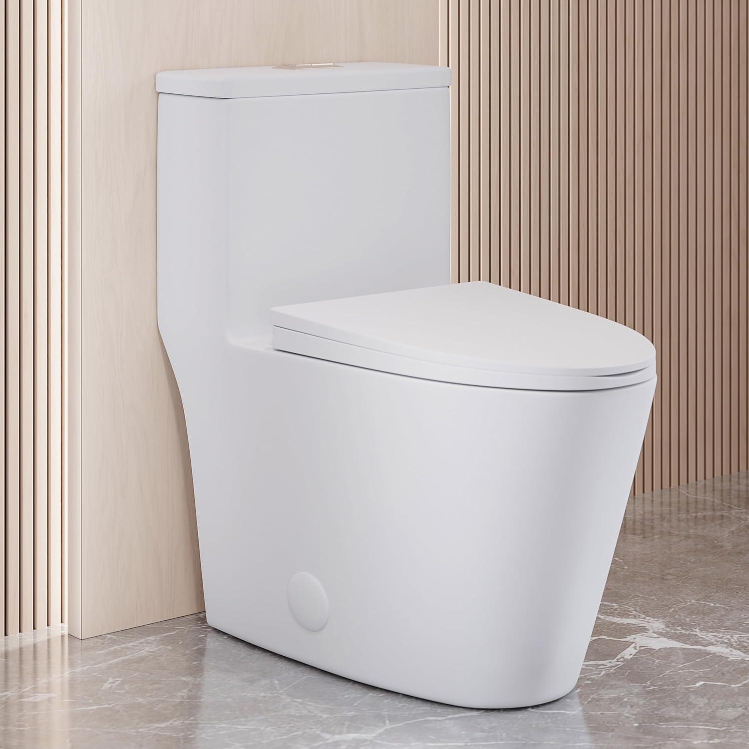 Glossy White Elongated Ceramic Dual Flush Toilet