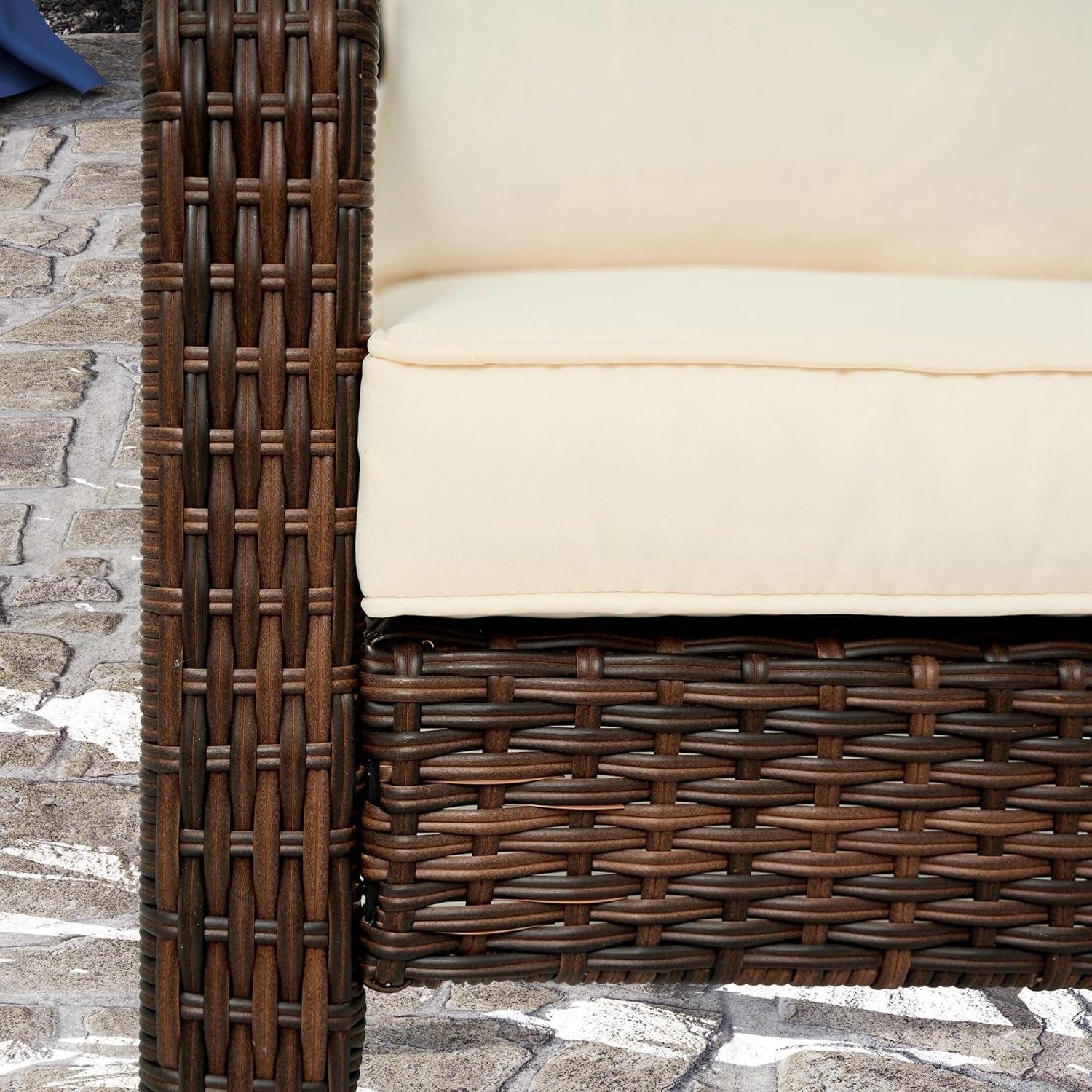 Outsunny Patio Adirondack Chair with All-Weather Rattan Wicker, Soft Cushions, Tall Curved Backrest for Deck or Garden, Light Gray