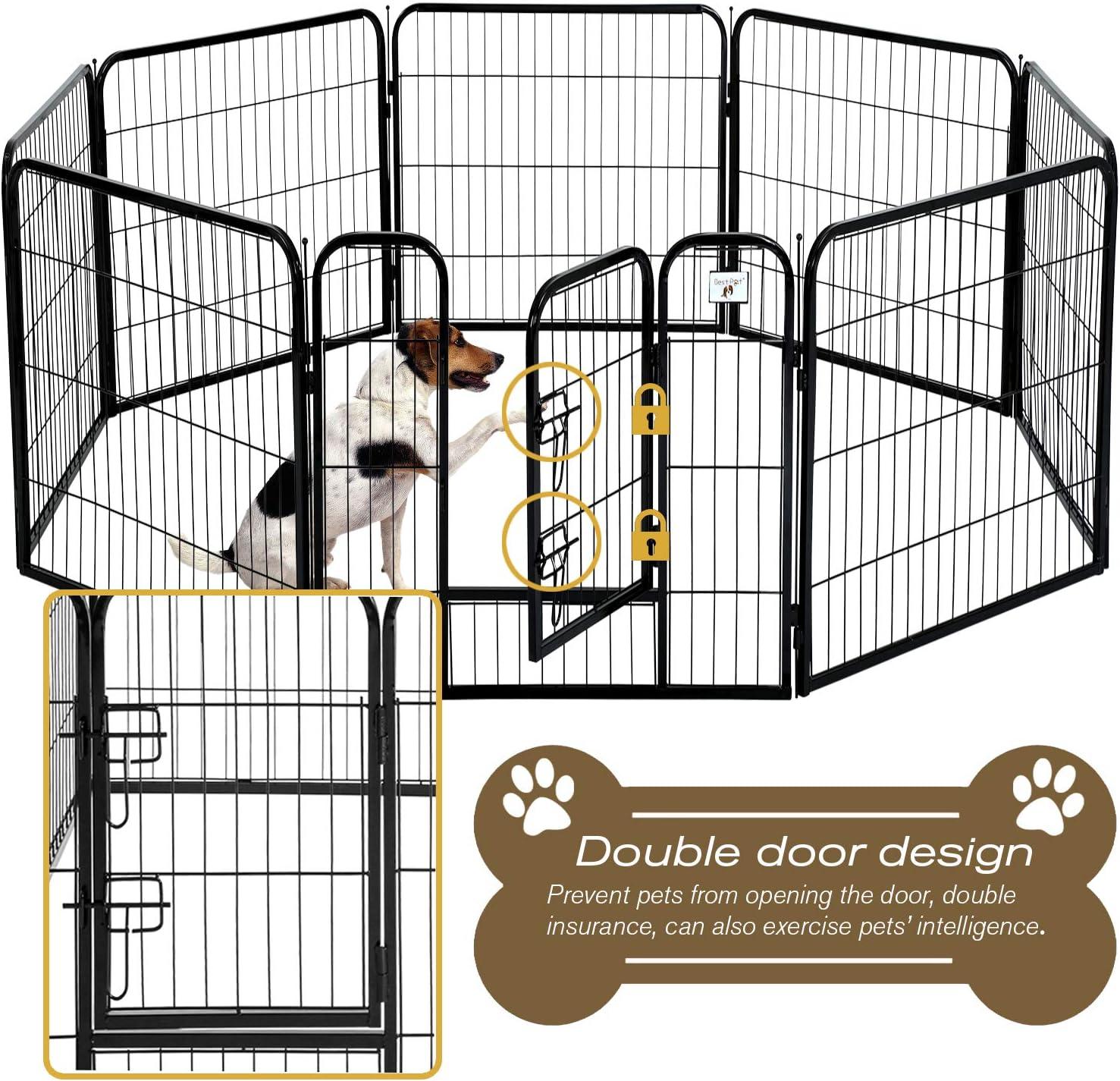 Magshion 8 Panels 40" Height Pet Playpen, Dog Fence for Medium and Large Dogs, Metal Dog Exercise Pen with Doors for Indoor, Outdoor, Black