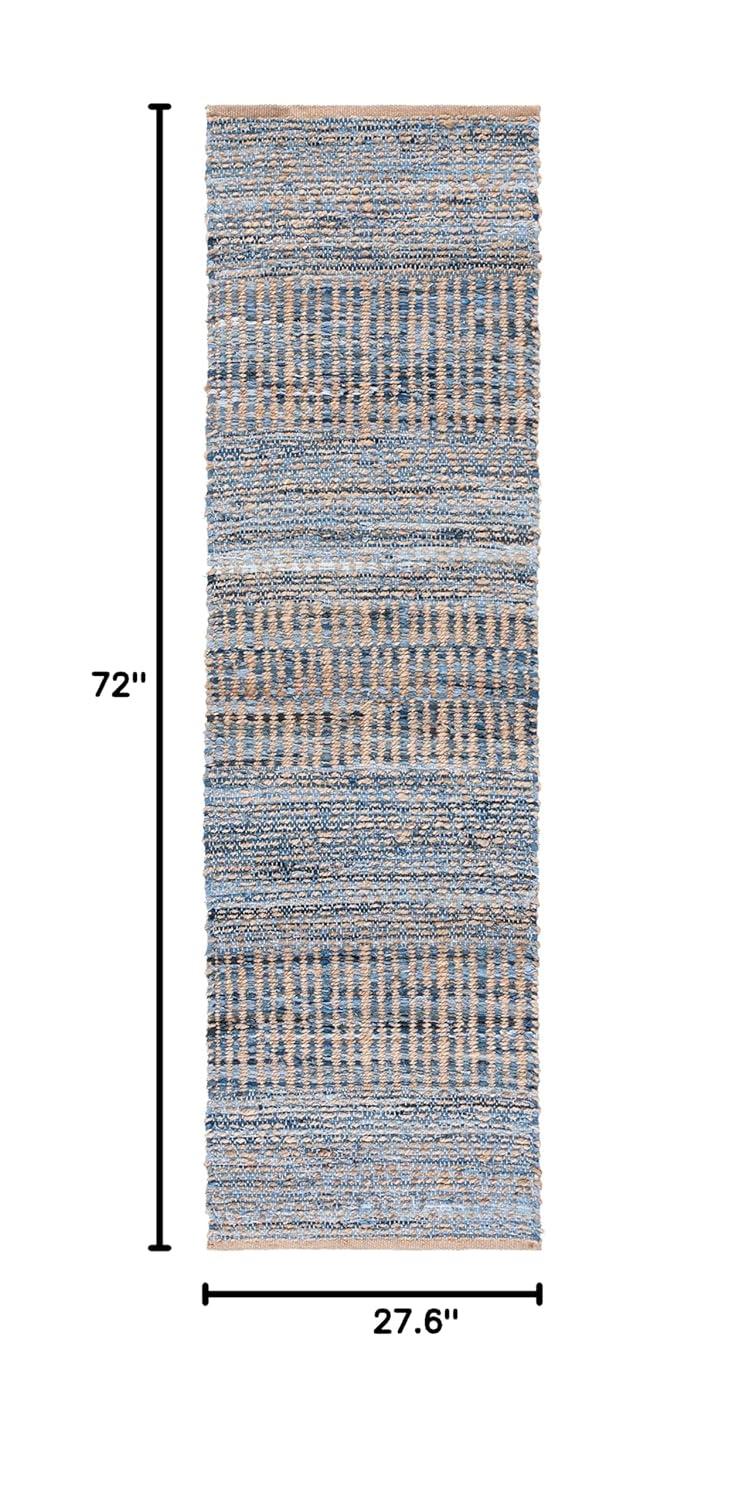 Cape Cod CAP353 Hand Woven Runner Rug - Natural/Blue - 2'3"x6' - Safavieh.