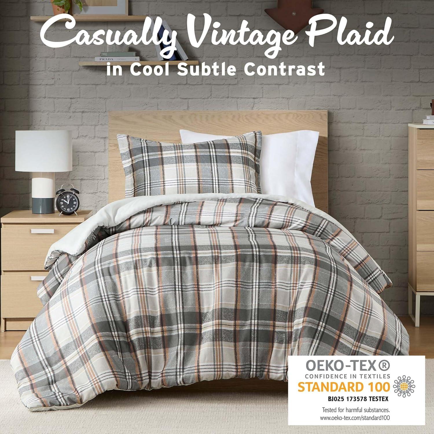 Intelligent Design Reeve Ultra Soft Plaid Microfiber Duvet Cover Set Tan