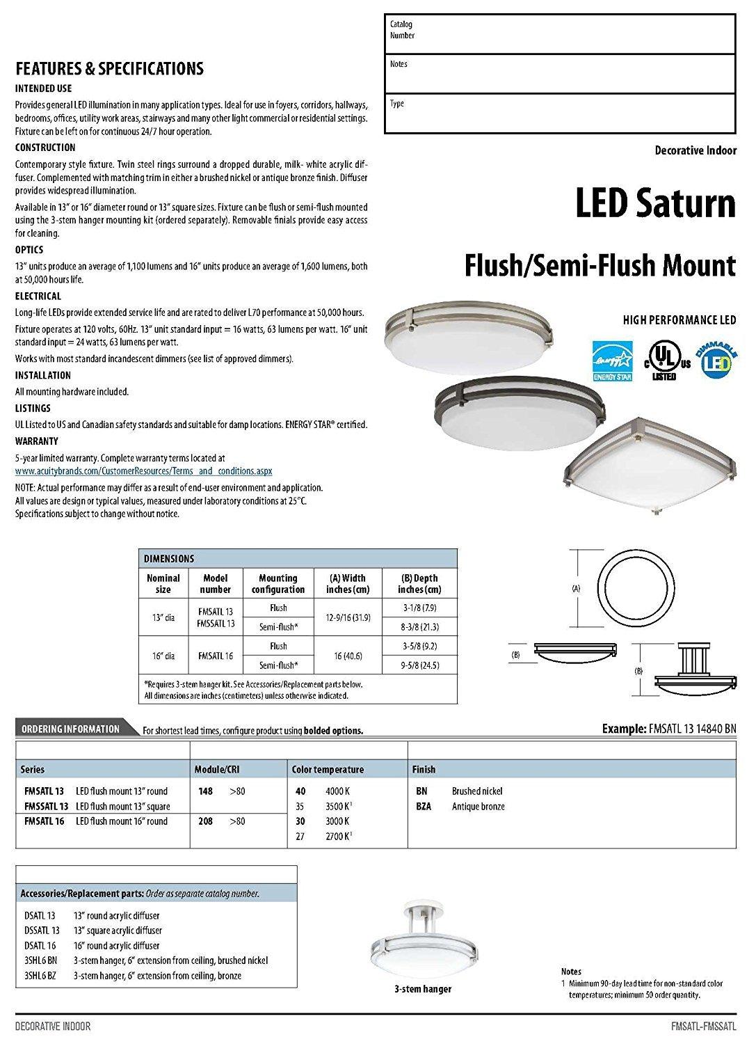 Saturn Acrylic LED Flush Mount