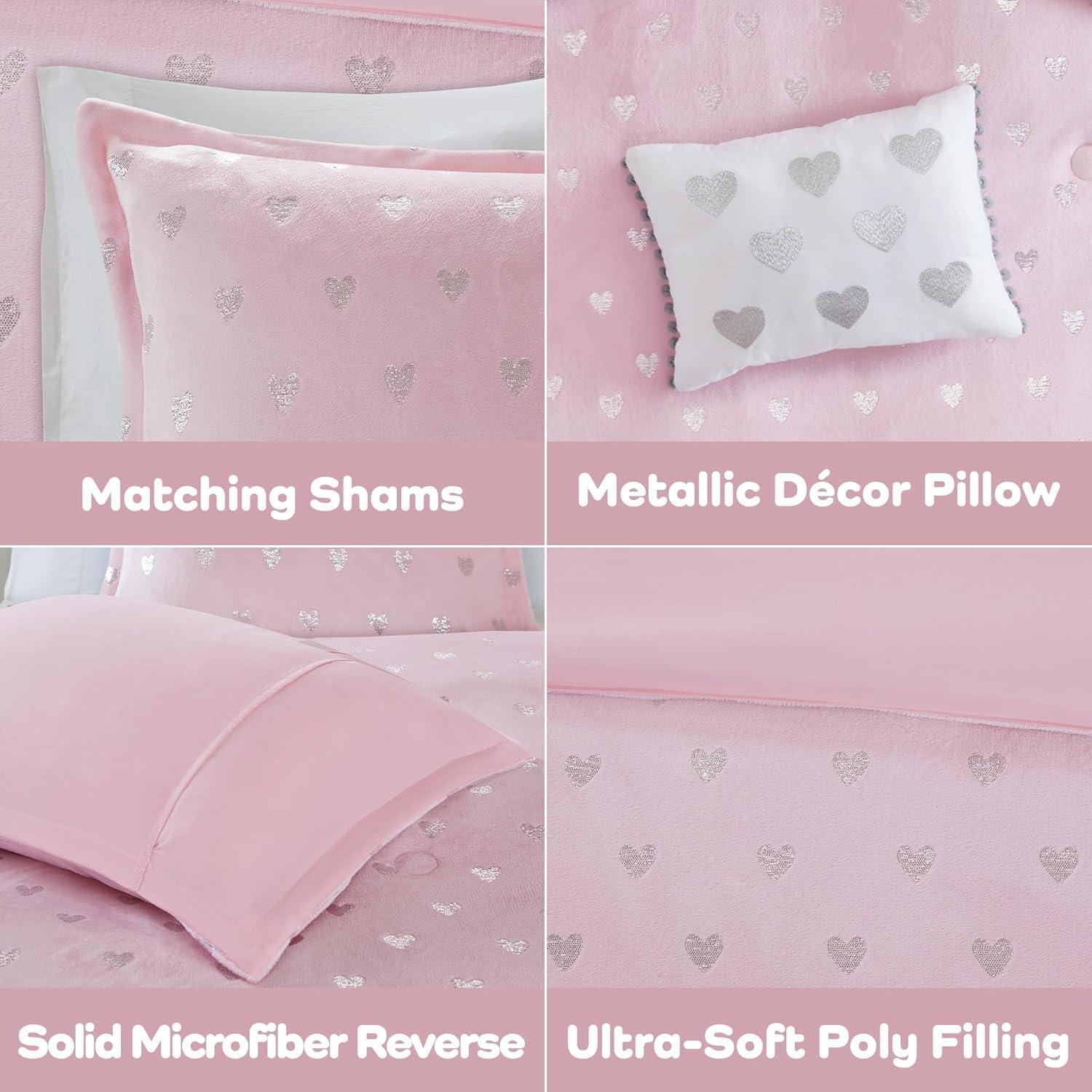 Rosalie Metallic Printed Plush Comforter Set