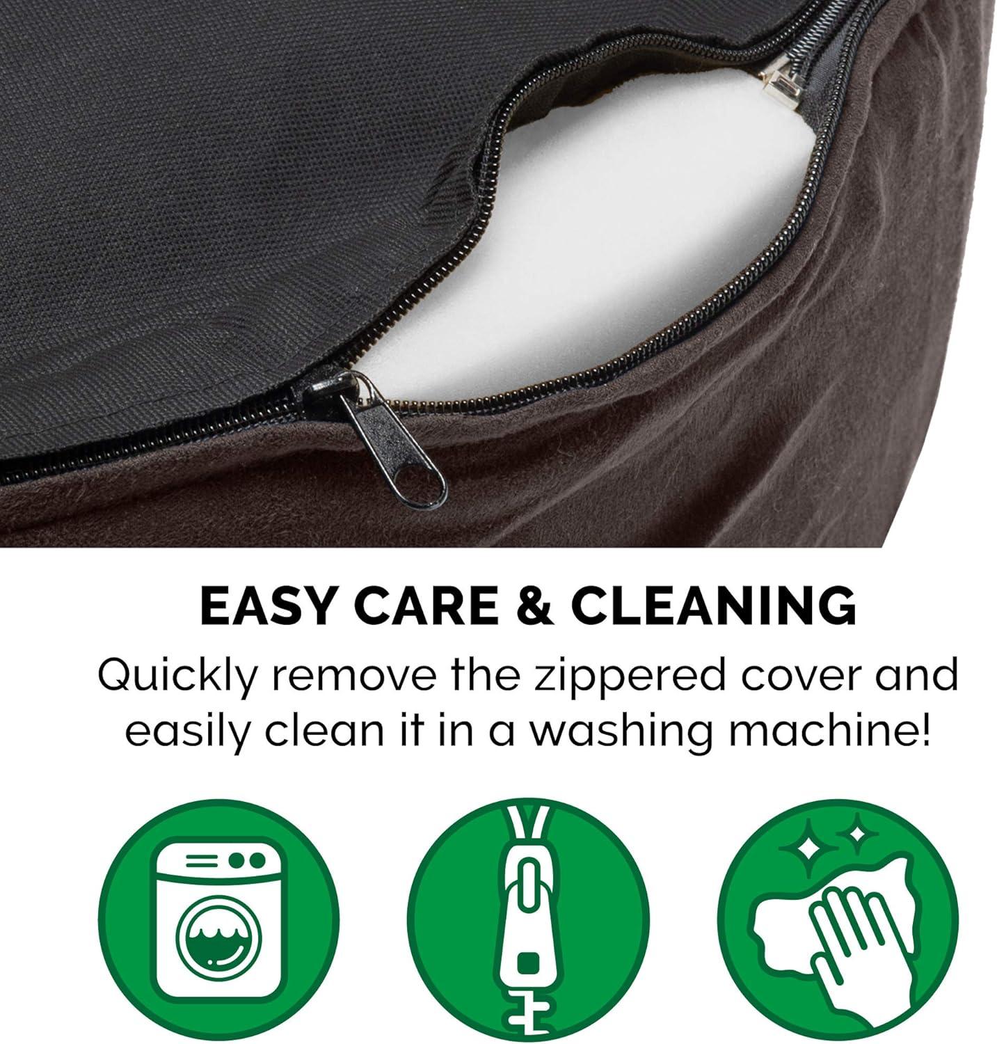 FurHaven Faux Sherpa & Suede Oval Dog Bed