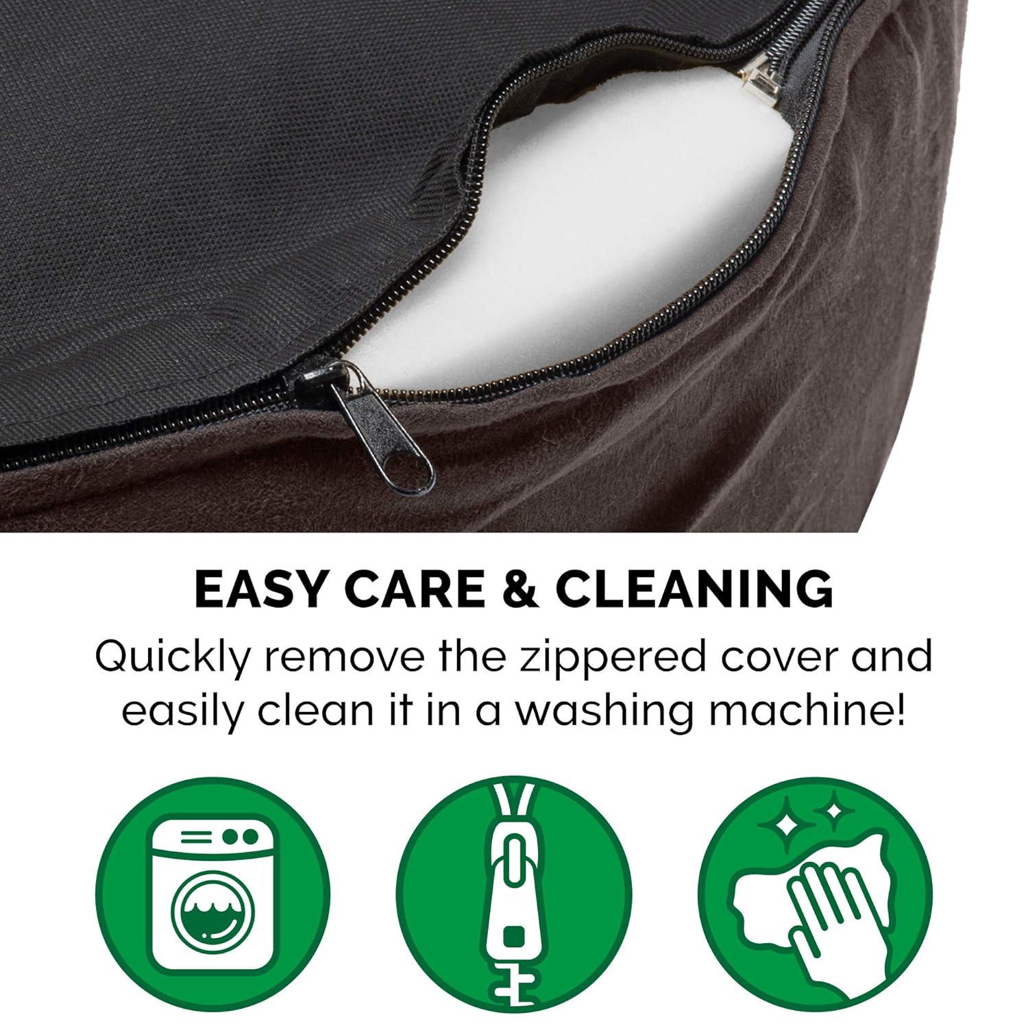 FurHaven Faux Sherpa & Suede Oval Dog Bed