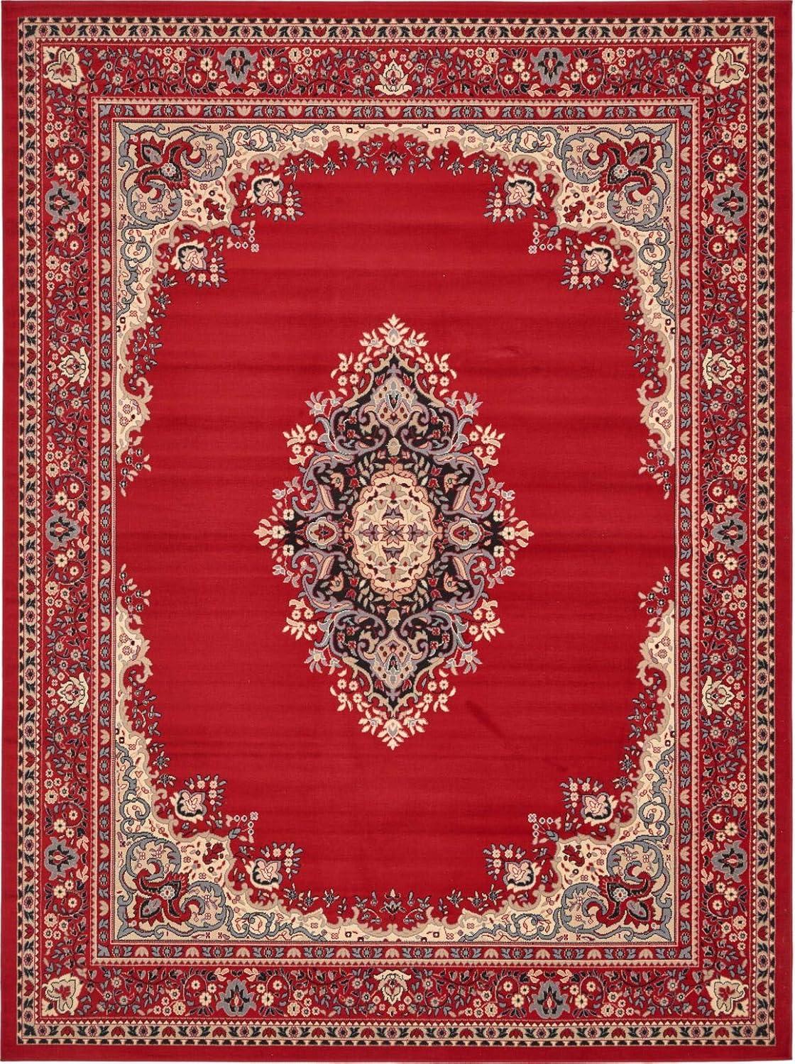 Rugs.com Amaya Collection Rug – 10' x 13' Red Medium Rug Perfect For Living Rooms, Large Dining Rooms, Open Floorplans