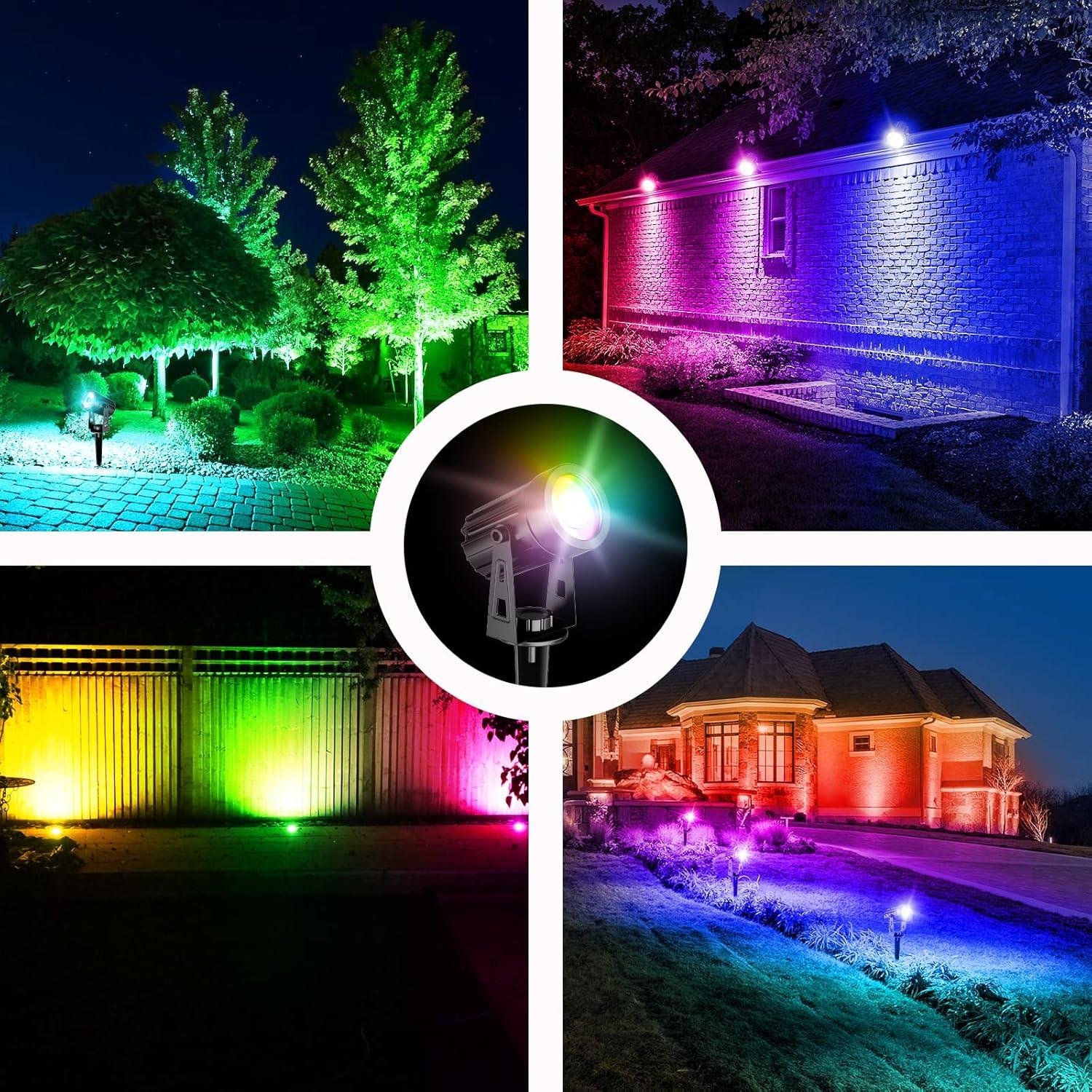 T-SUN LED Landscape Solar Spotlights, Waterproof Outdoor Solar Lights Auto ON/Off Solar Wall Lights for Garden, Driveway, Pathway, Pool Area(Warm White)