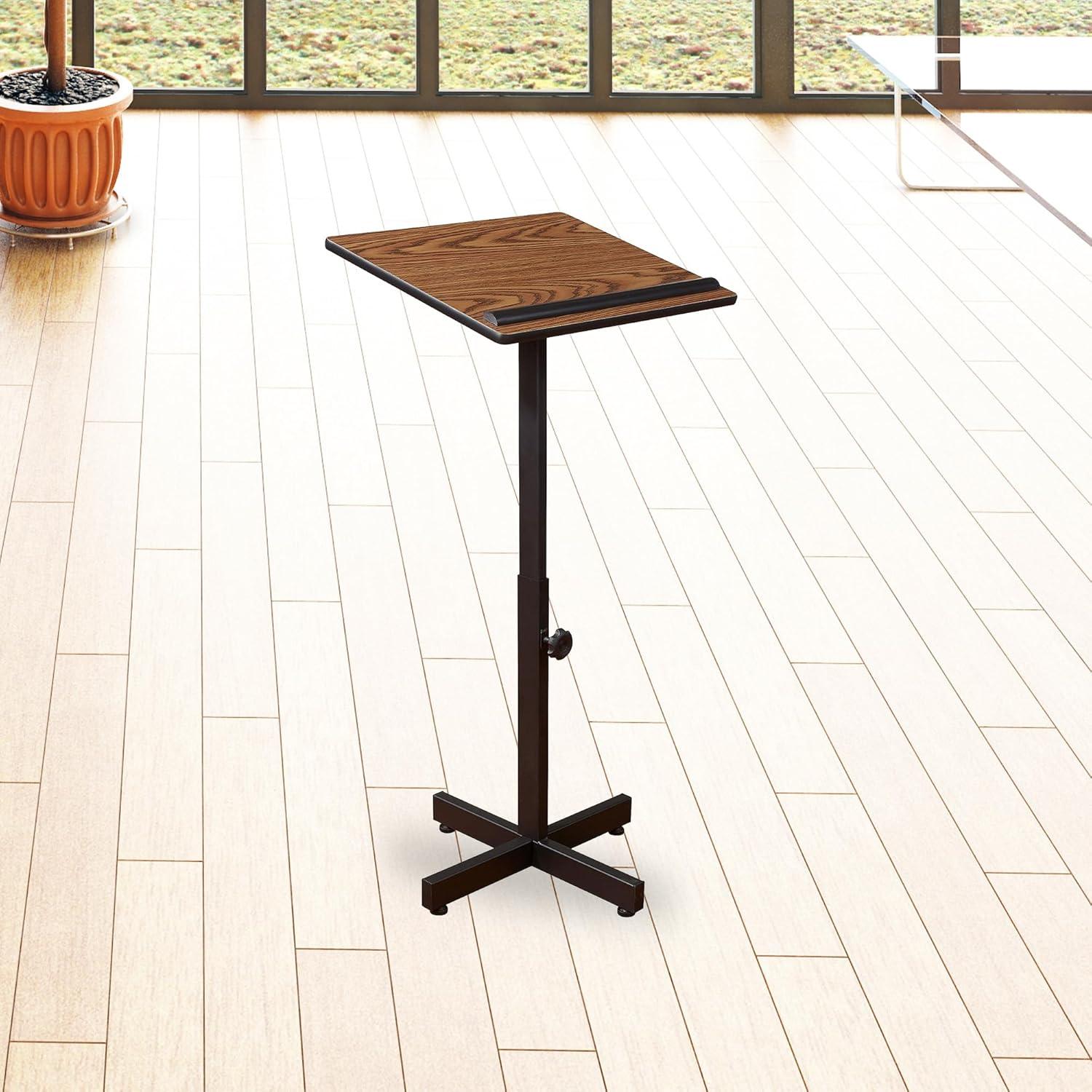 Oklahoma Sound Portable Presentation Adjustable Lectern Stand, Medium Oak