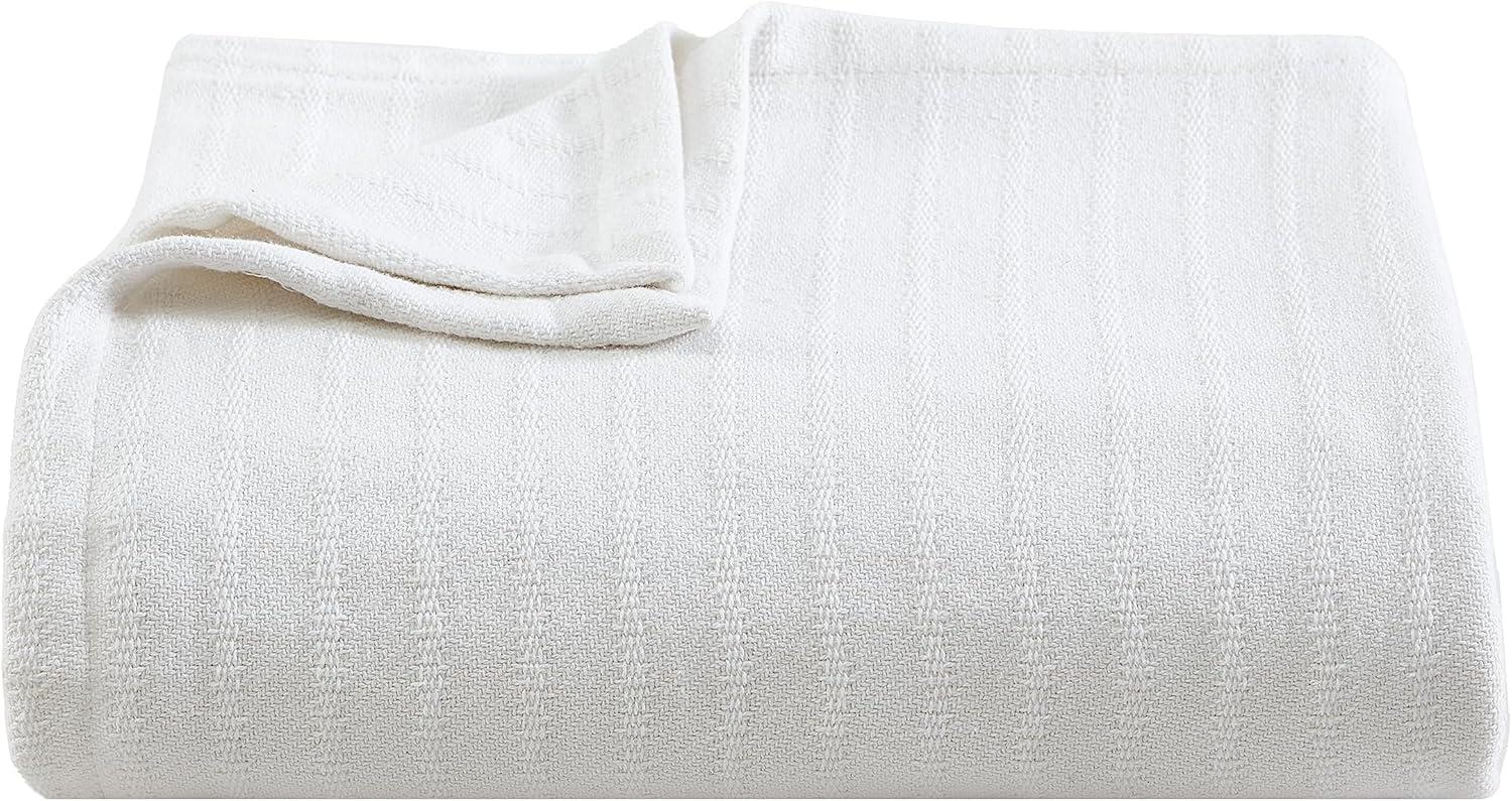 Full White Cotton Reversible Machine Washable Blanket