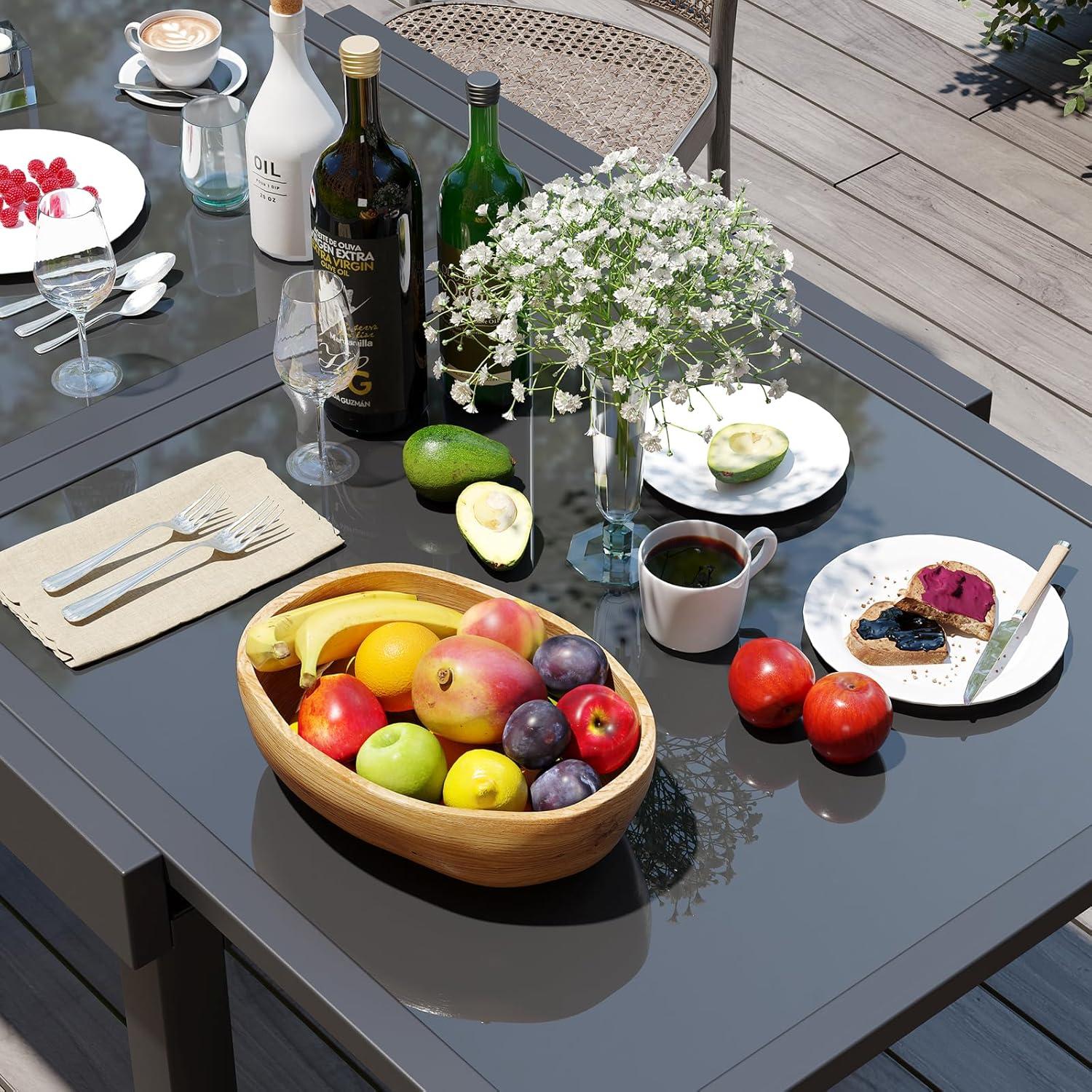 Arlmont & Co. Extendable Rectangular Glass Outdoor Dining Table