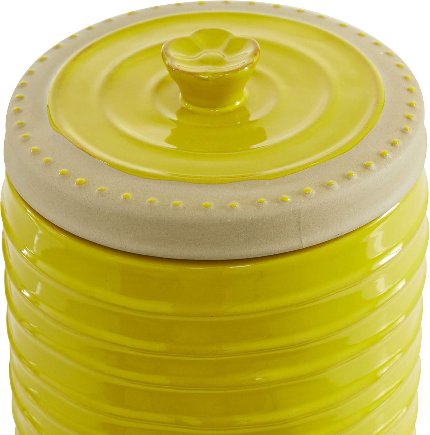 Yellow Ceramic Farmhouse Canister Set with Grooves