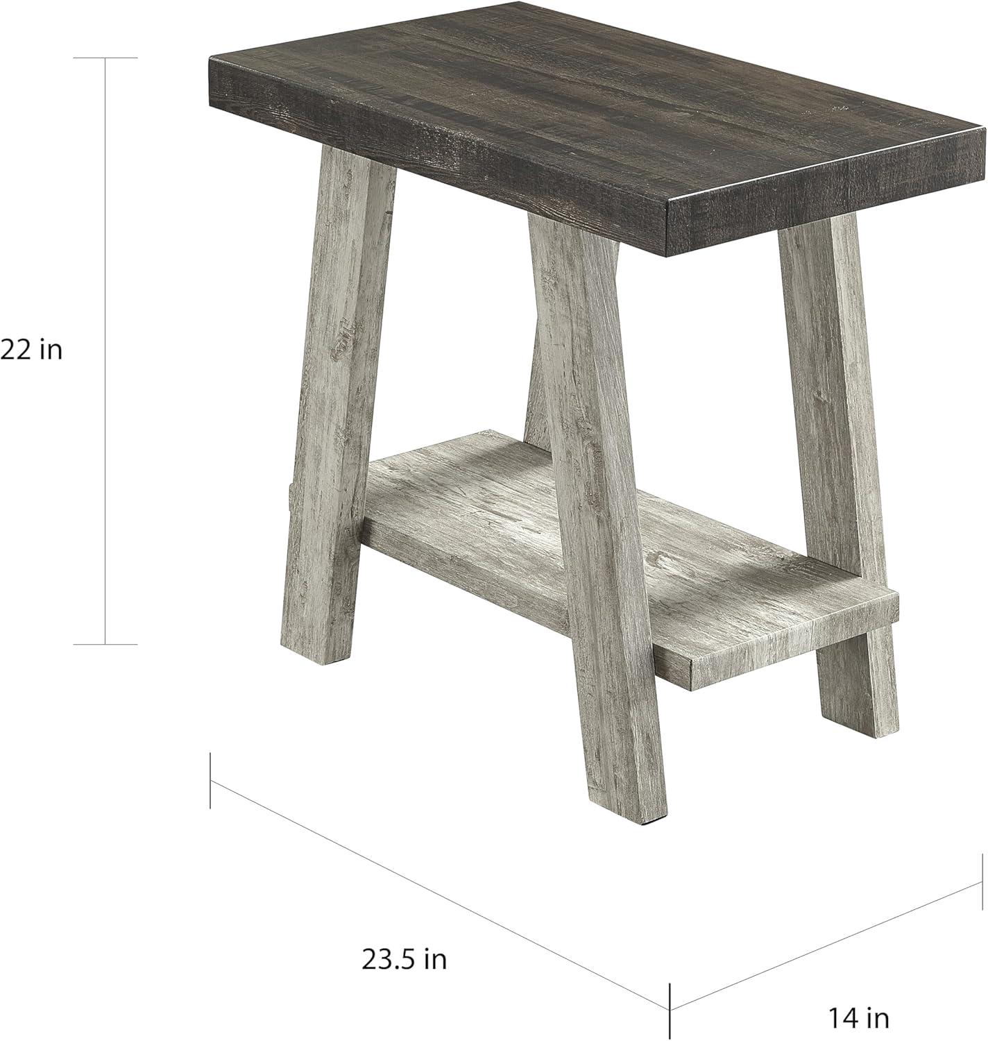 Roundhill Furniture Athens Contemporary Two-Tone Wood Shelf Side Table in Weathered Walnut and Gray