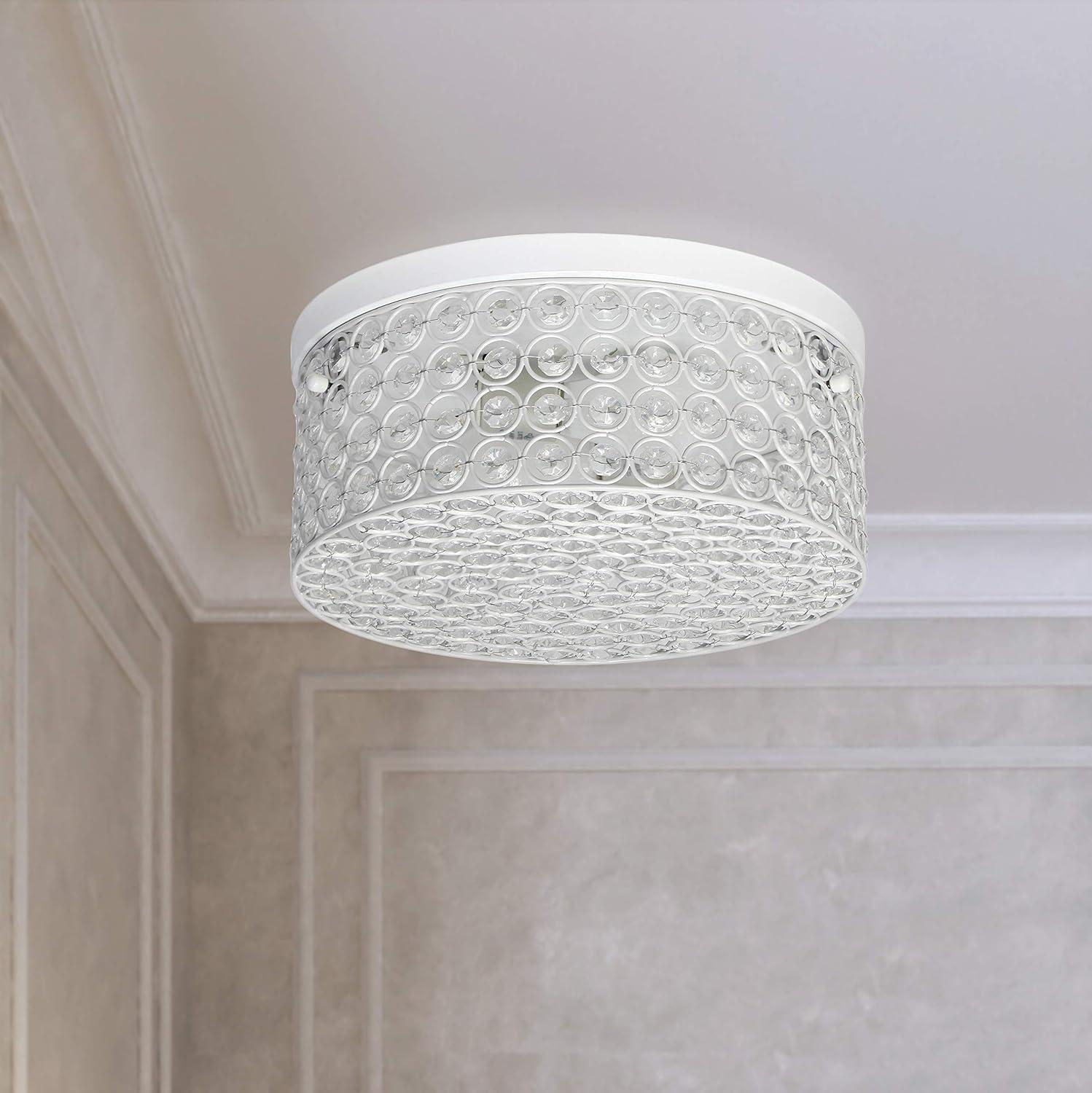 White Crystal Barrel Shade Ceiling Light