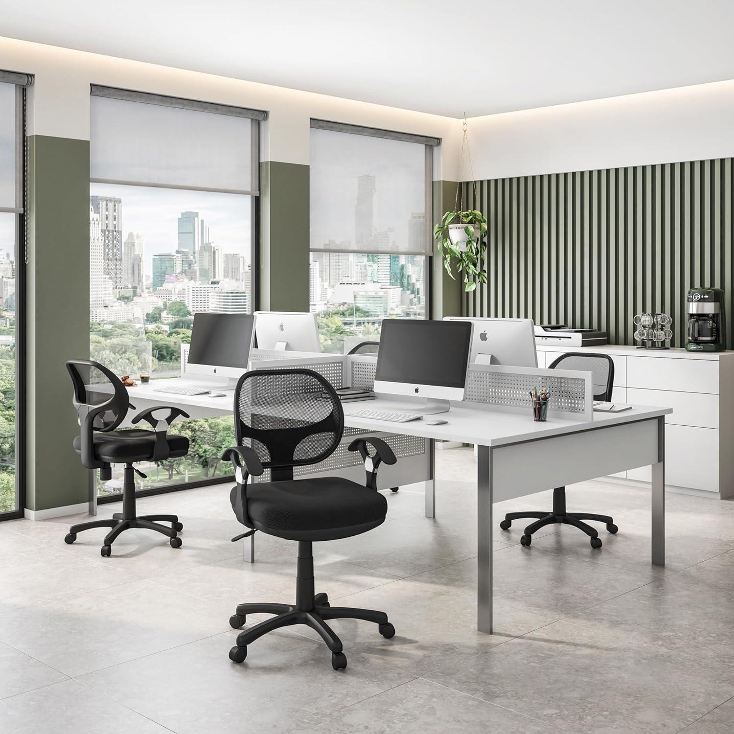 Sleek Black Mesh & Fabric Adjustable Task Chair with Swivel Base