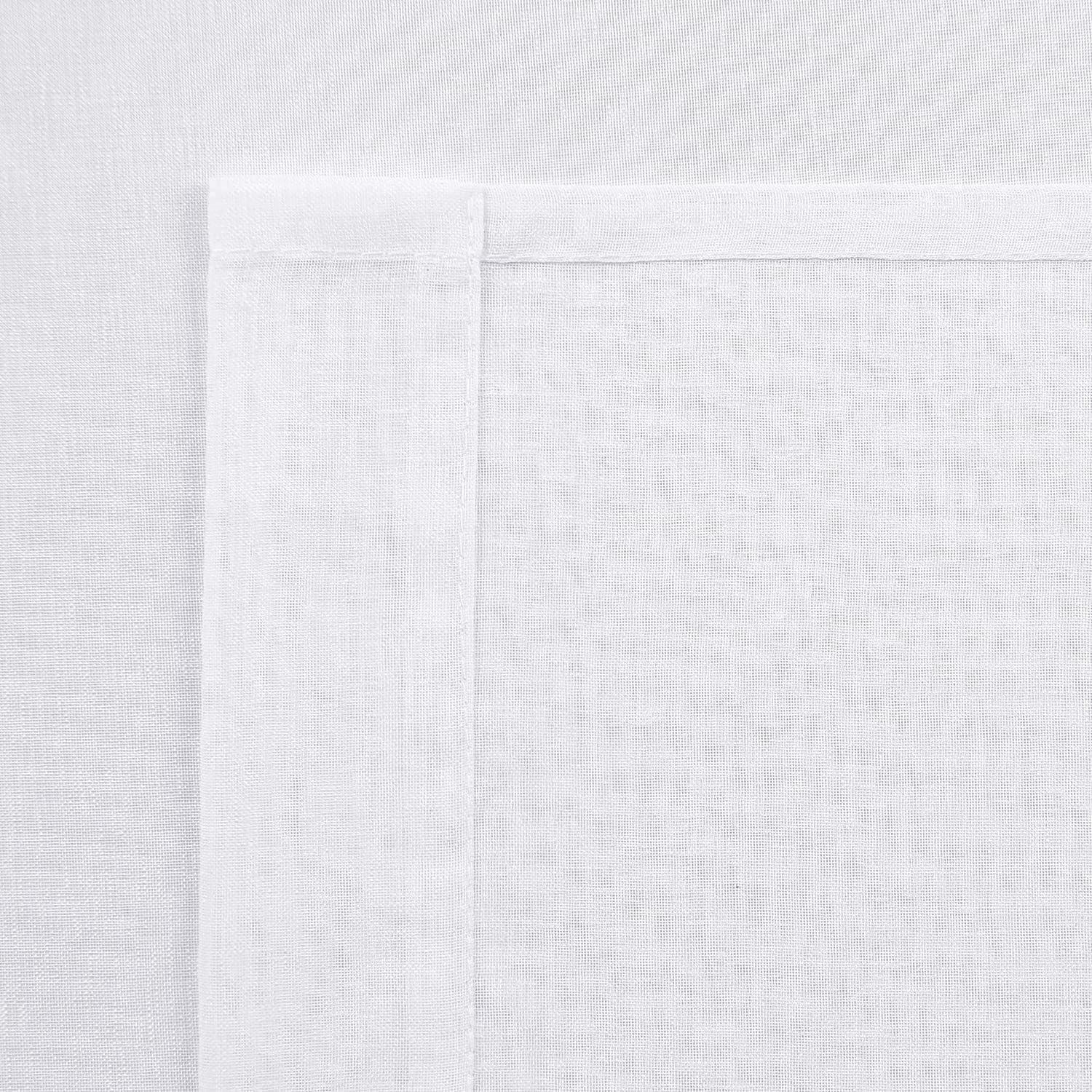 White Sheer Grommet Linen Look Polyester Window Panels 52 x 84 Inch