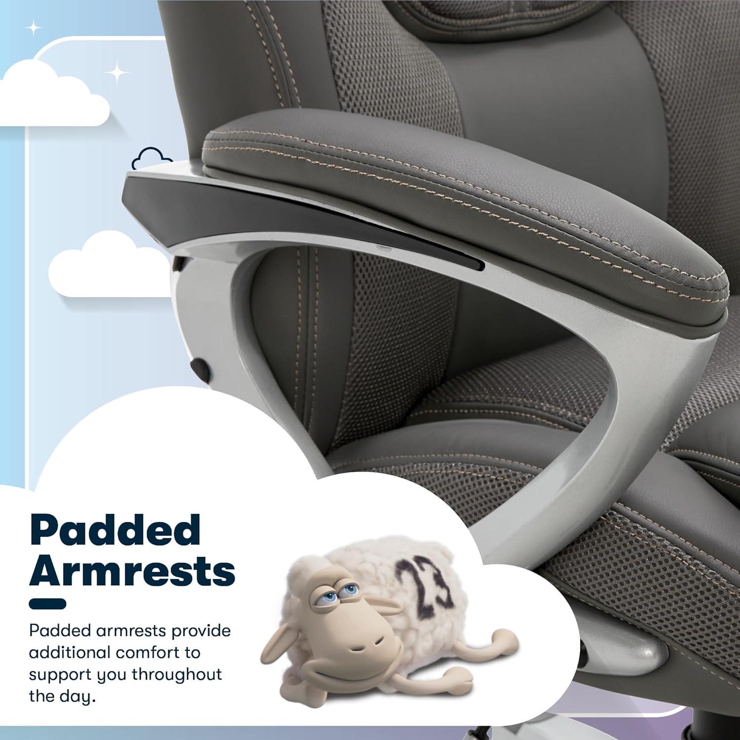 Amplify Executive Mesh Office Chair Seamless Light Gray - Serta: Ergonomic with Fixed Arms & Casters, Adjustable Height