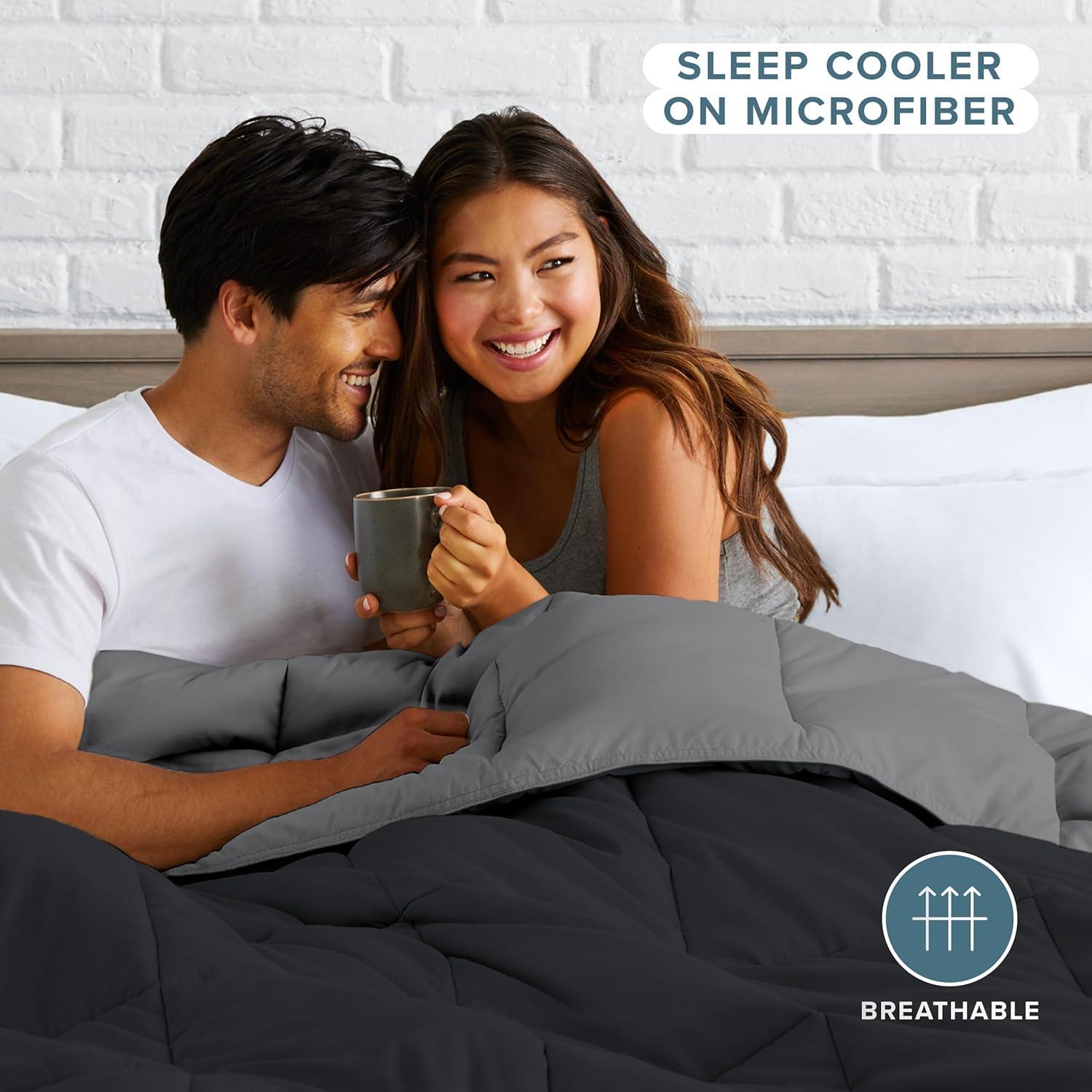 Bare Home Premium Ultra Soft Modern & Contemporary Box Stitch Comforter