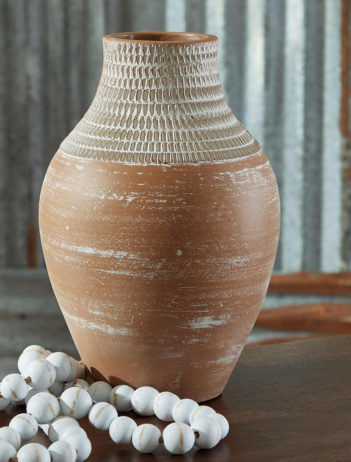 Signature Design by Ashley Reclove Vase, Distressed White