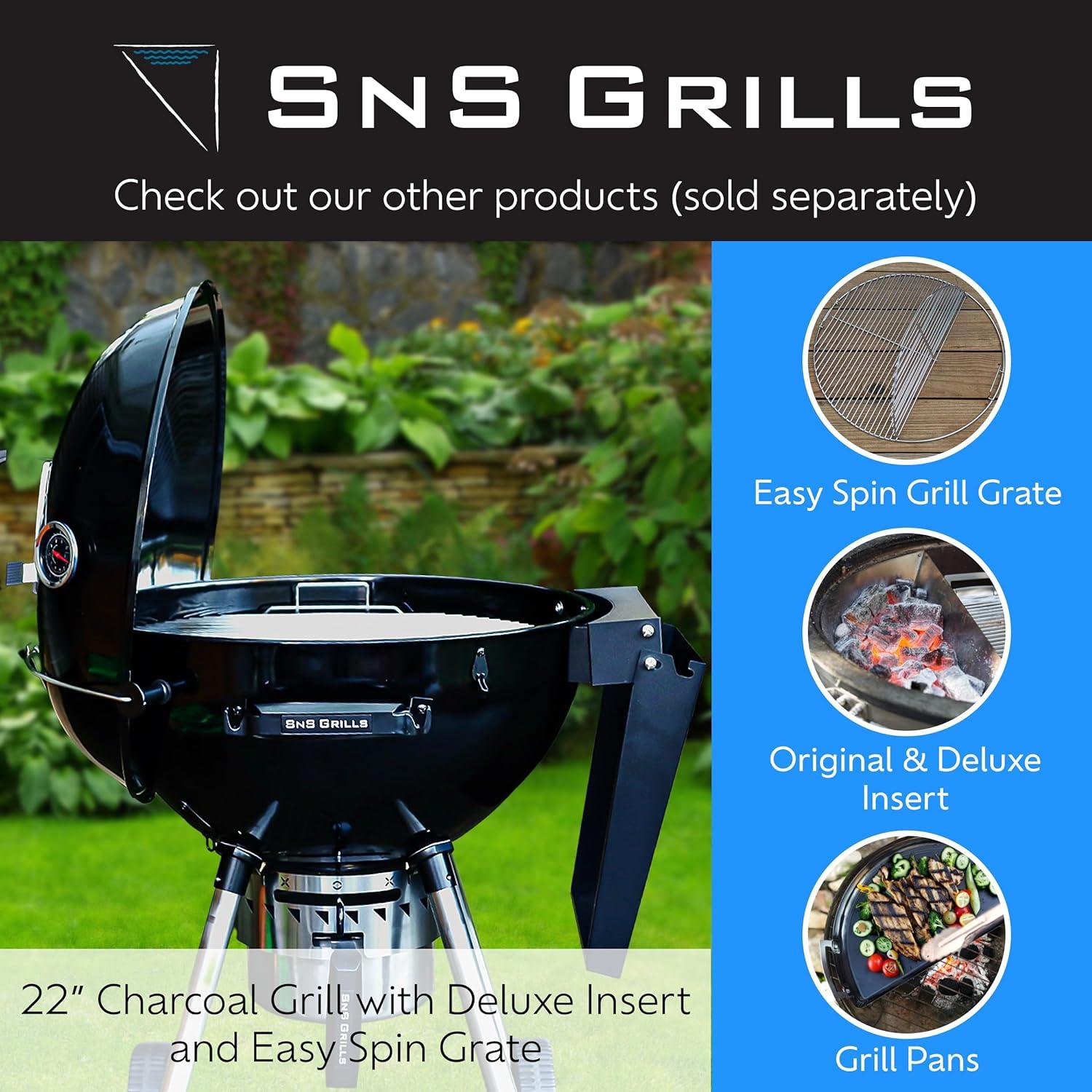 Elevated Cooking Grill Grate by SnS Grills - 304 Stainless Steel, Fits 22" & 26" EasySpin™ and Weber Grill Grates