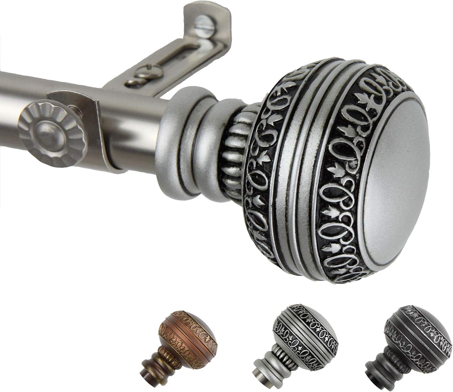 Hart & Harlow Faith 13/16-in 120-in to 170-in Satin nickel Steel Single curtain rod with Finials