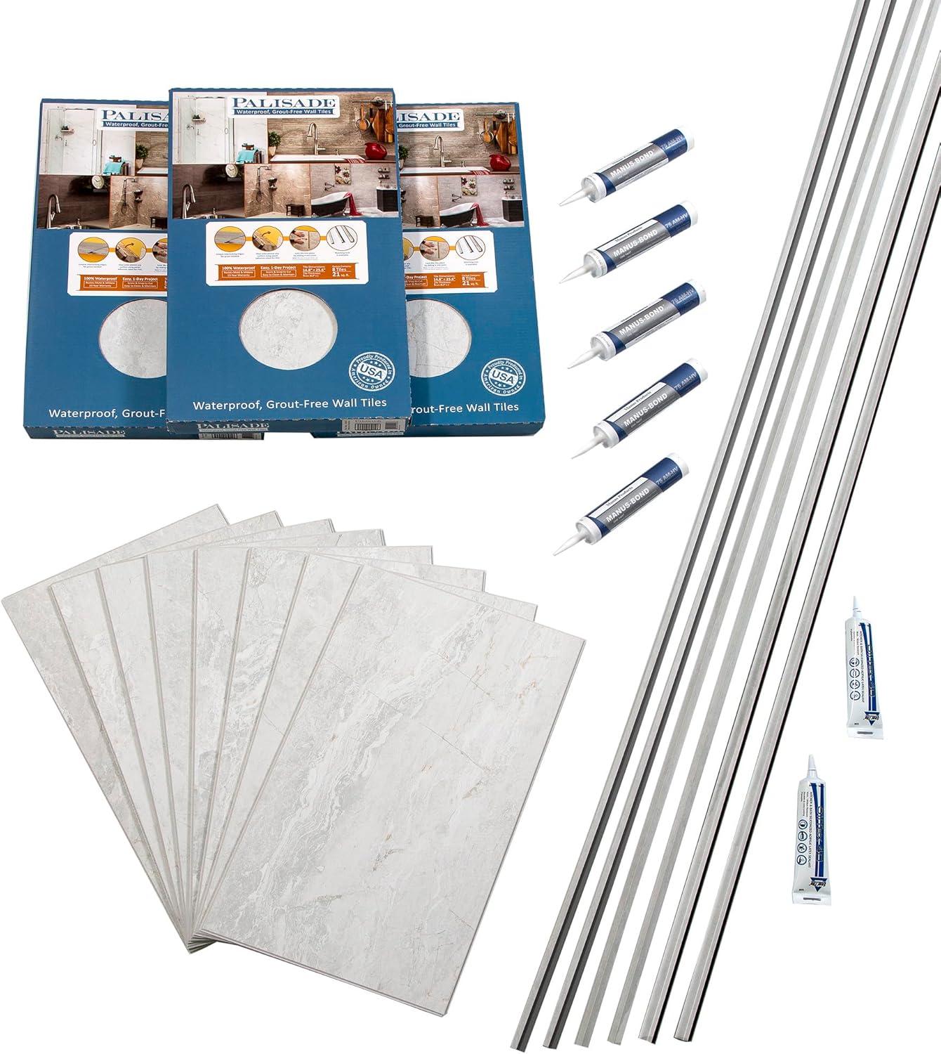 Palisade 25.6 in. x 14.8 in. Tile Shower and Tub Surround Kit