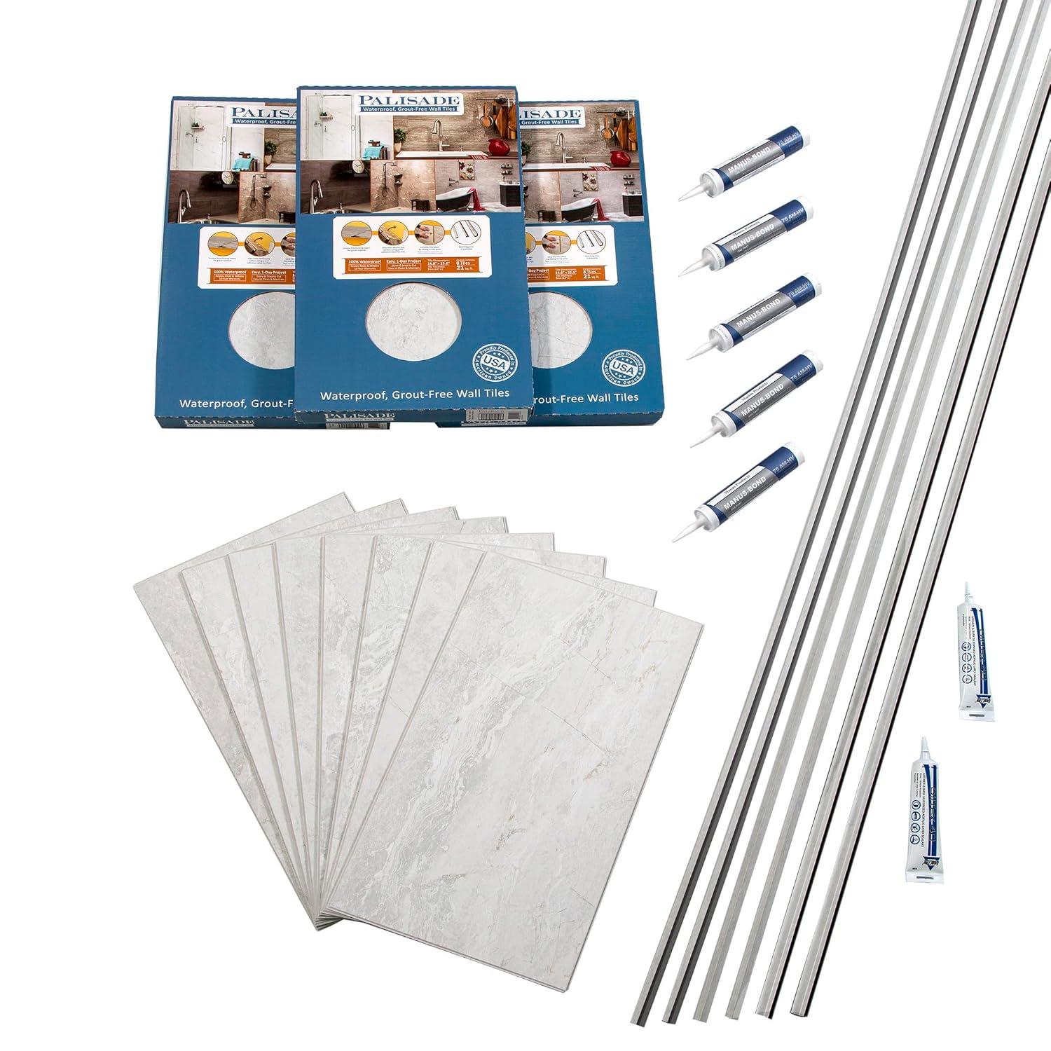 Palisade 25.6 in. x 14.8 in. Tile Shower and Tub Surround Kit