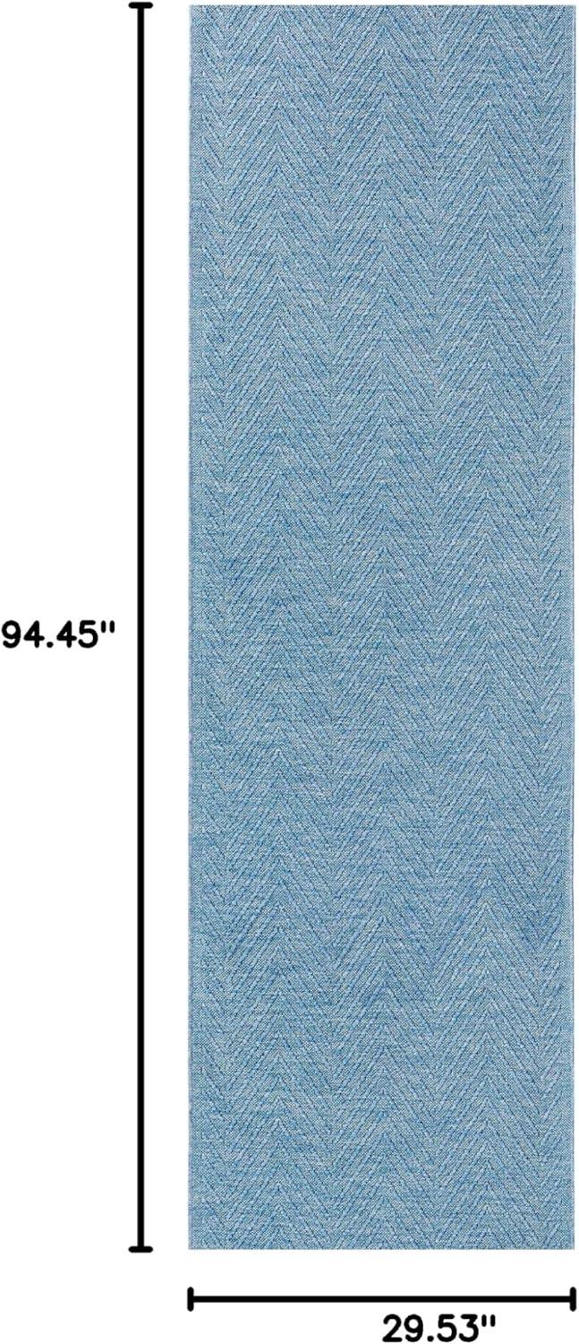 TOWN & COUNTRY BASICS Pax Herringbone Textured Solid Machine Washable Area Rug Blue