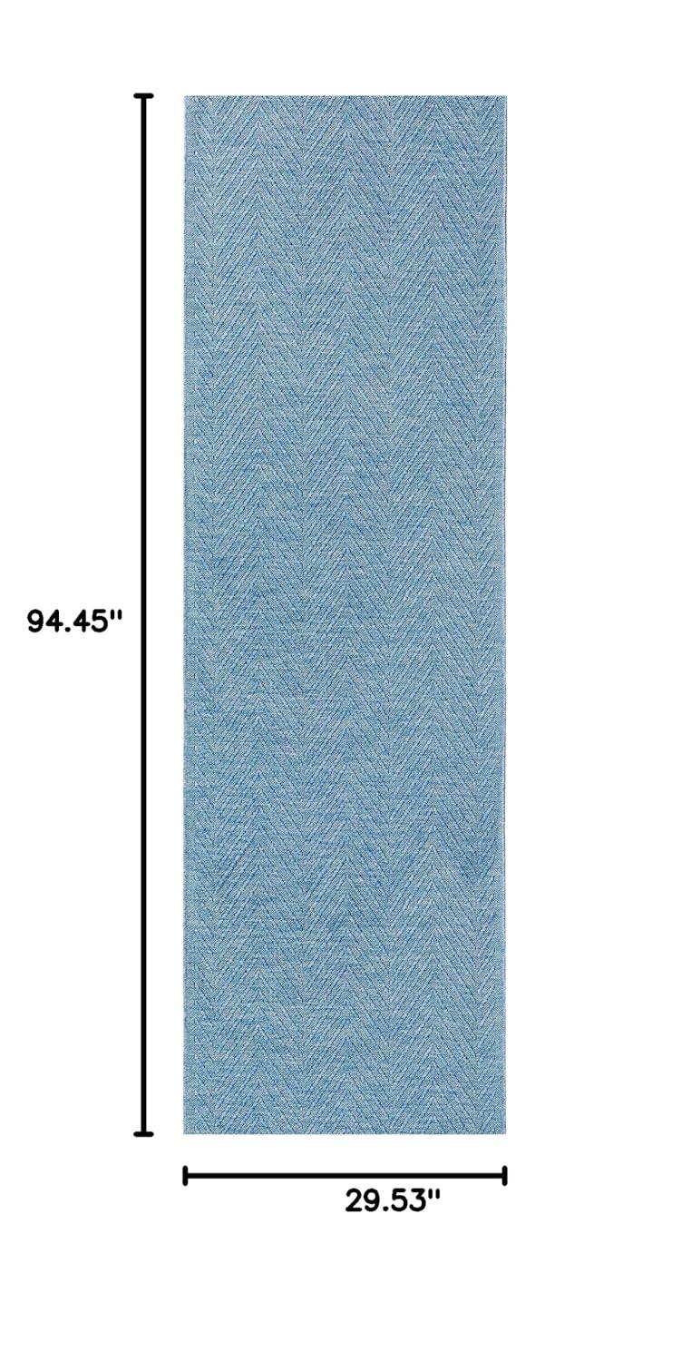 TOWN & COUNTRY BASICS Pax Herringbone Textured Solid Machine Washable Area Rug Blue