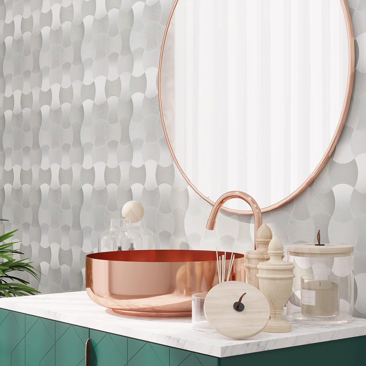 Avant Decor 3.6'' W x 1.85'' L Aluminum Peel and Stick Mosaic Tile