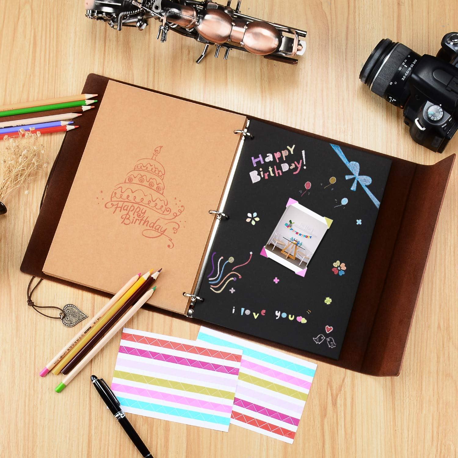 ZEEYUAN Scrap Book Leather Photo Album Family Scrapbook Memory Photo Book 60 Pages, Mothers Day Gift for Mom Mother Scrapbook/Anniversary/Valentines Gifts (Gray)