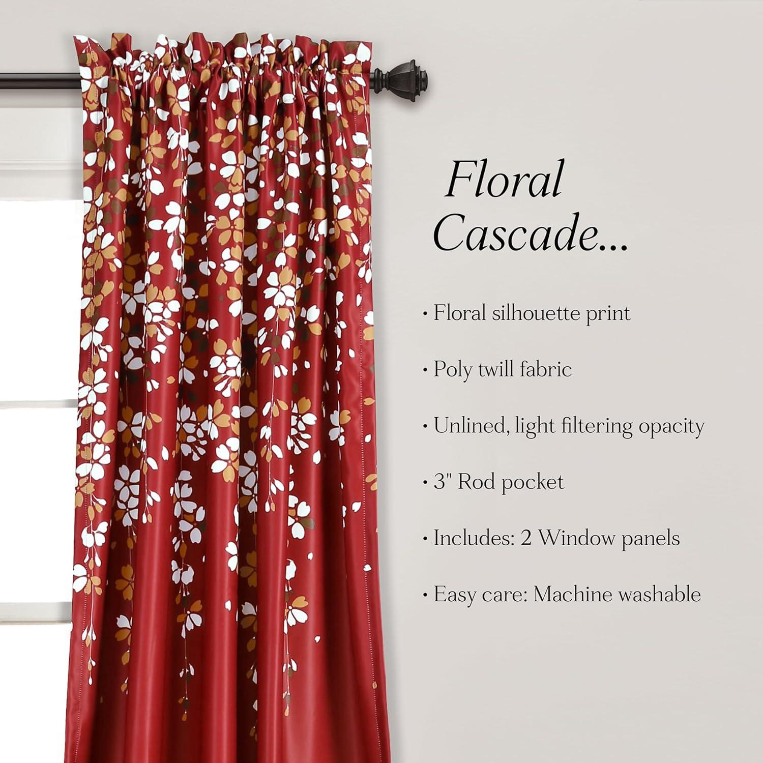 Lush Decor Weeping Flowers Floral Room Darkening Thermal Rod Pocket Curtain Panels (Set of 2)