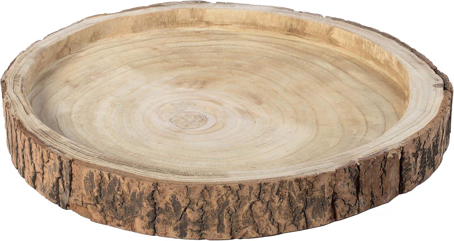 Vintiquewise Wood Tree Bark Indented Display Tray Serving Plate Platter Charger