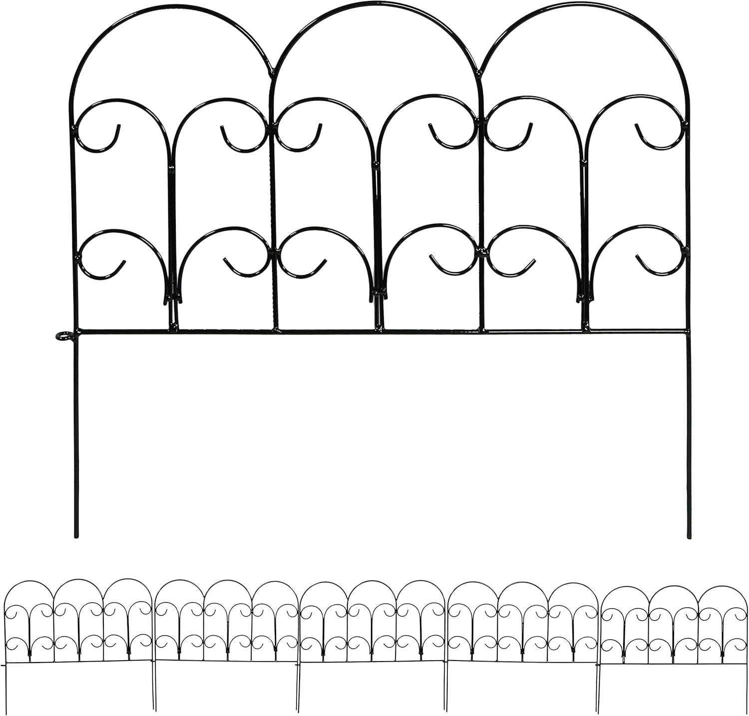 SunnyDaze Decor Victorian 16" x 18" Black Iron Decorative Garden Fence Panels (Set of 5)