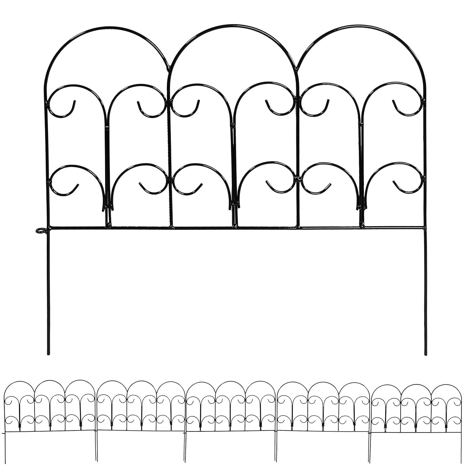SunnyDaze Decor Victorian 16" x 18" Black Iron Decorative Garden Fence Panels (Set of 5)