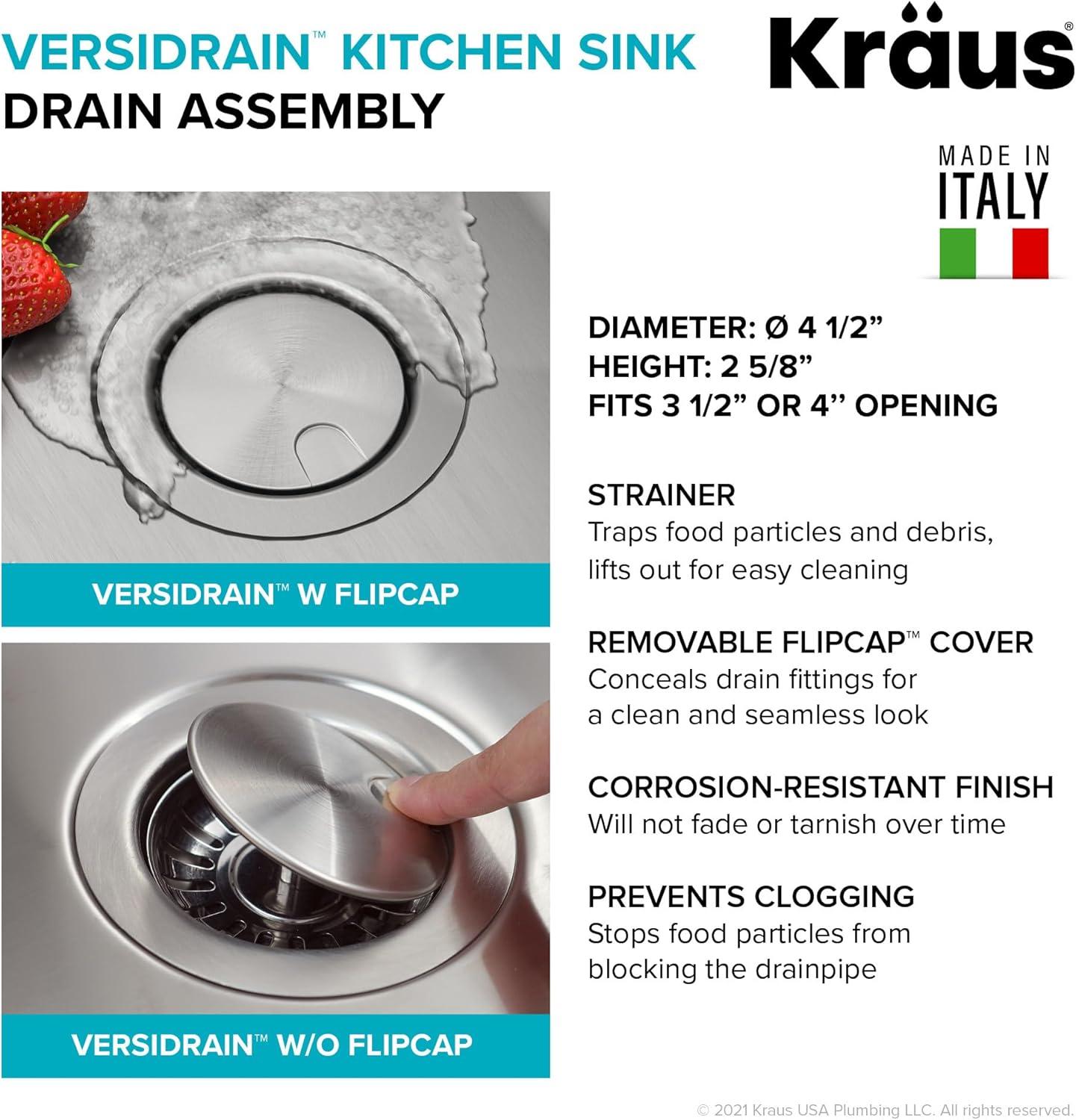 Dex™️ Series KRAUS 25" L Undermount 16 Gauge Stainless Steel Single Bowl Kitchen Sink