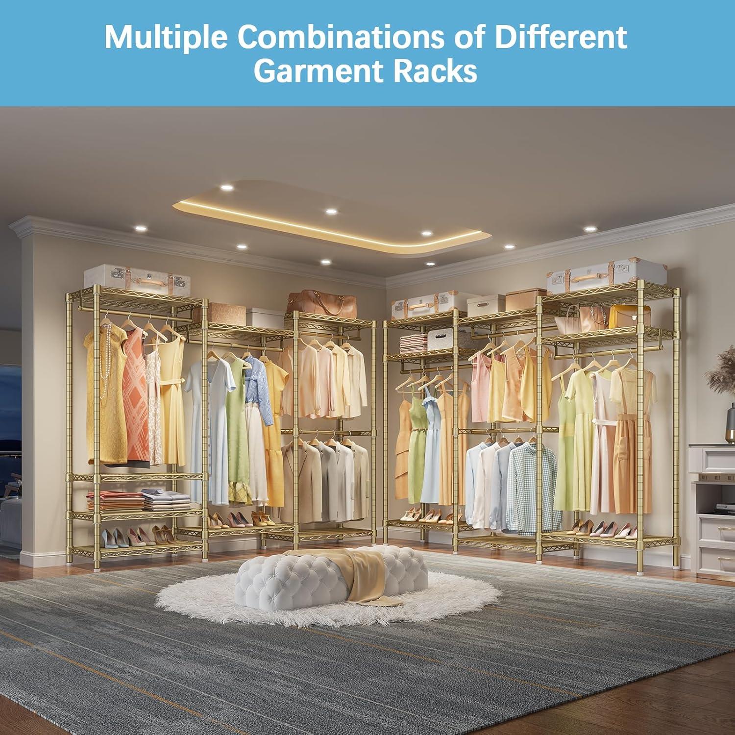 VIPEK V5i Garment Rack Heavy Duty Clothes Rack, Portable Closet Wardrobe Bedroom Armoires Freestanding Clothing Rack, Gold