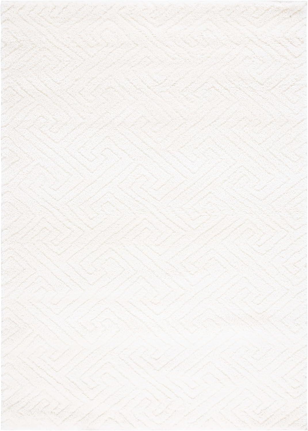 SAFAVIEH Tahoe Ainsley Geometric Shag Area Rug, White, 5' x 7'