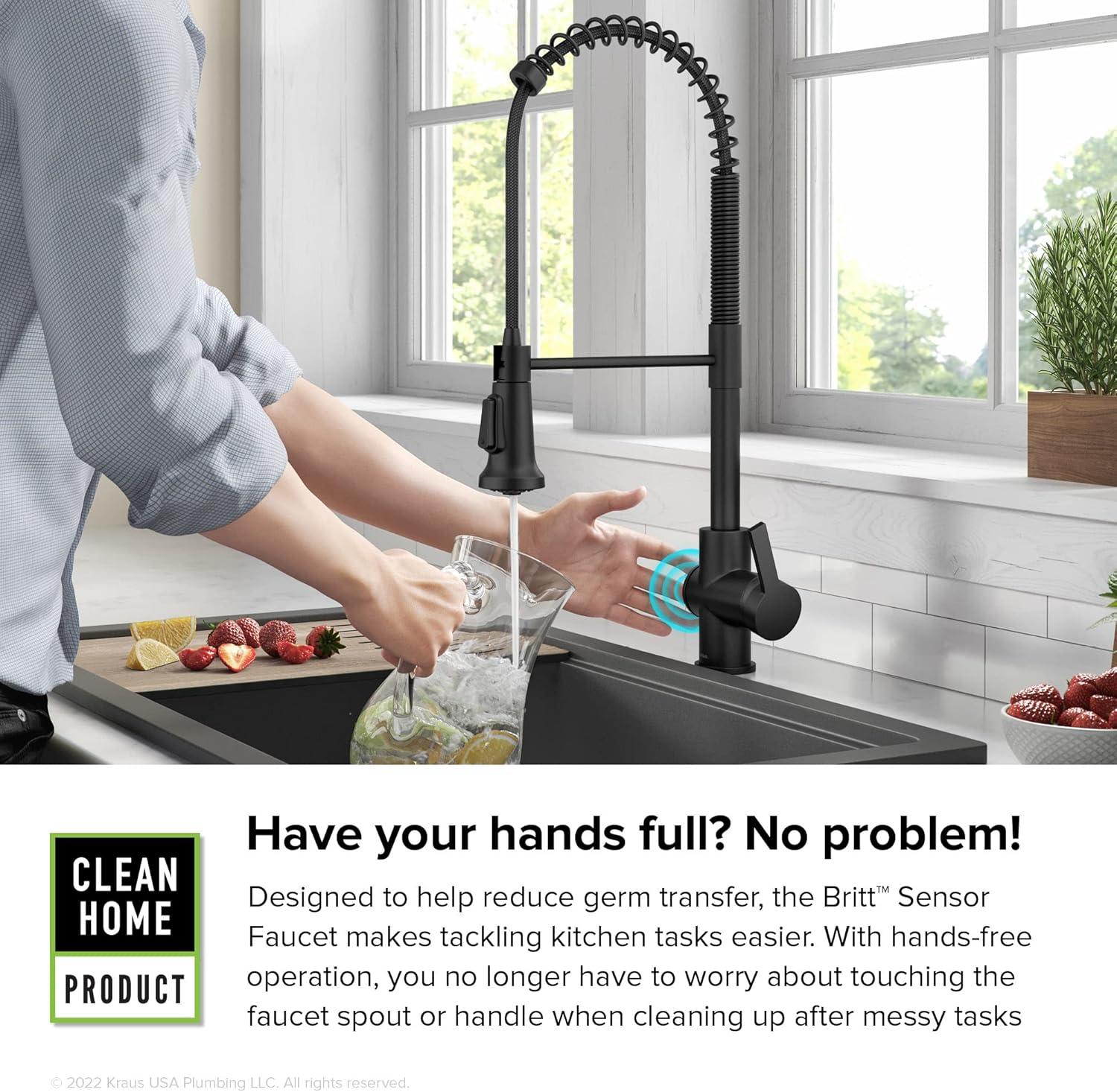 KRAUS Britt Touchless Sensor Commercial Single Handle Pull Down Kitchen Faucet