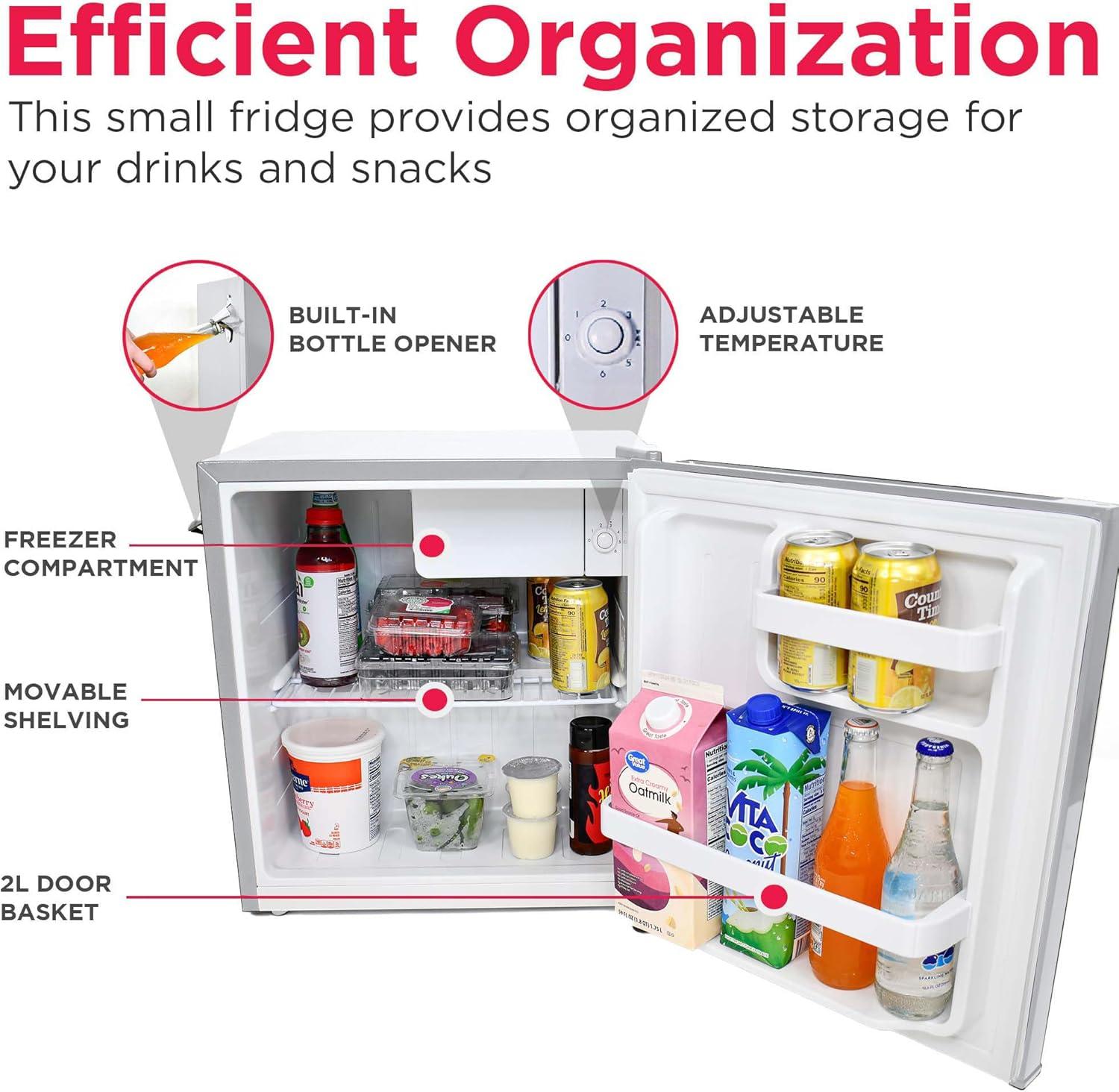 Frigidaire 1.6 cu ft Retro Fridge With Side Bottle Opener Moonbeam: Compact Dorm & Skincare Refrigerator-Freezer, Manual Defrost