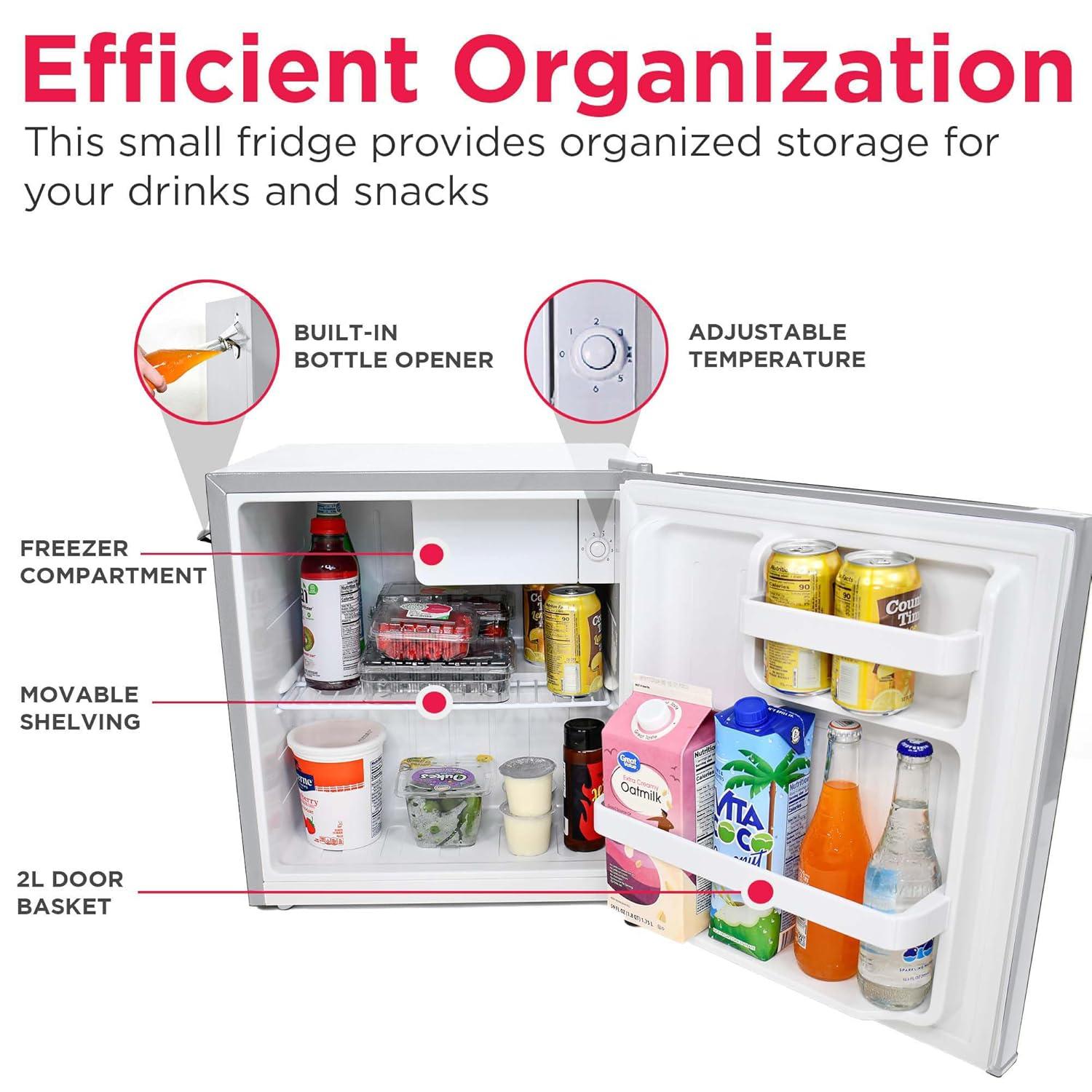 Frigidaire 1.6 cu ft Retro Fridge With Side Bottle Opener Moonbeam: Compact Dorm & Skincare Refrigerator-Freezer, Manual Defrost