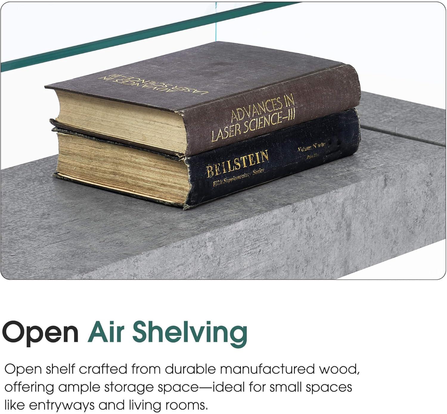 Ivinta Narrow Glass Console Table with Storage Modern Sofa Table Entryway Table Glass Writing Desk Small Computer Desk TV Table Buffet Table Modern Accent Table for Small Space Living Room Hallway