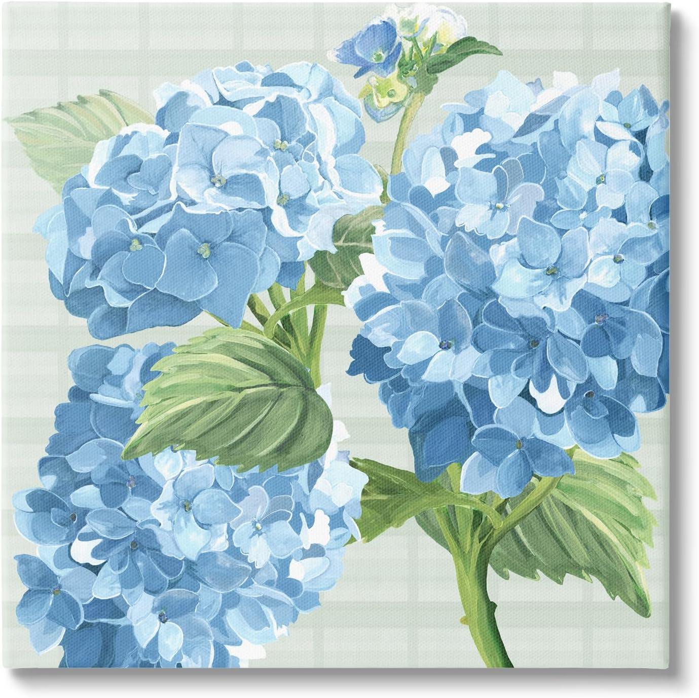 Blue Hydrangea Blossoms Botanical Canvas Wall Art, 17 x 17