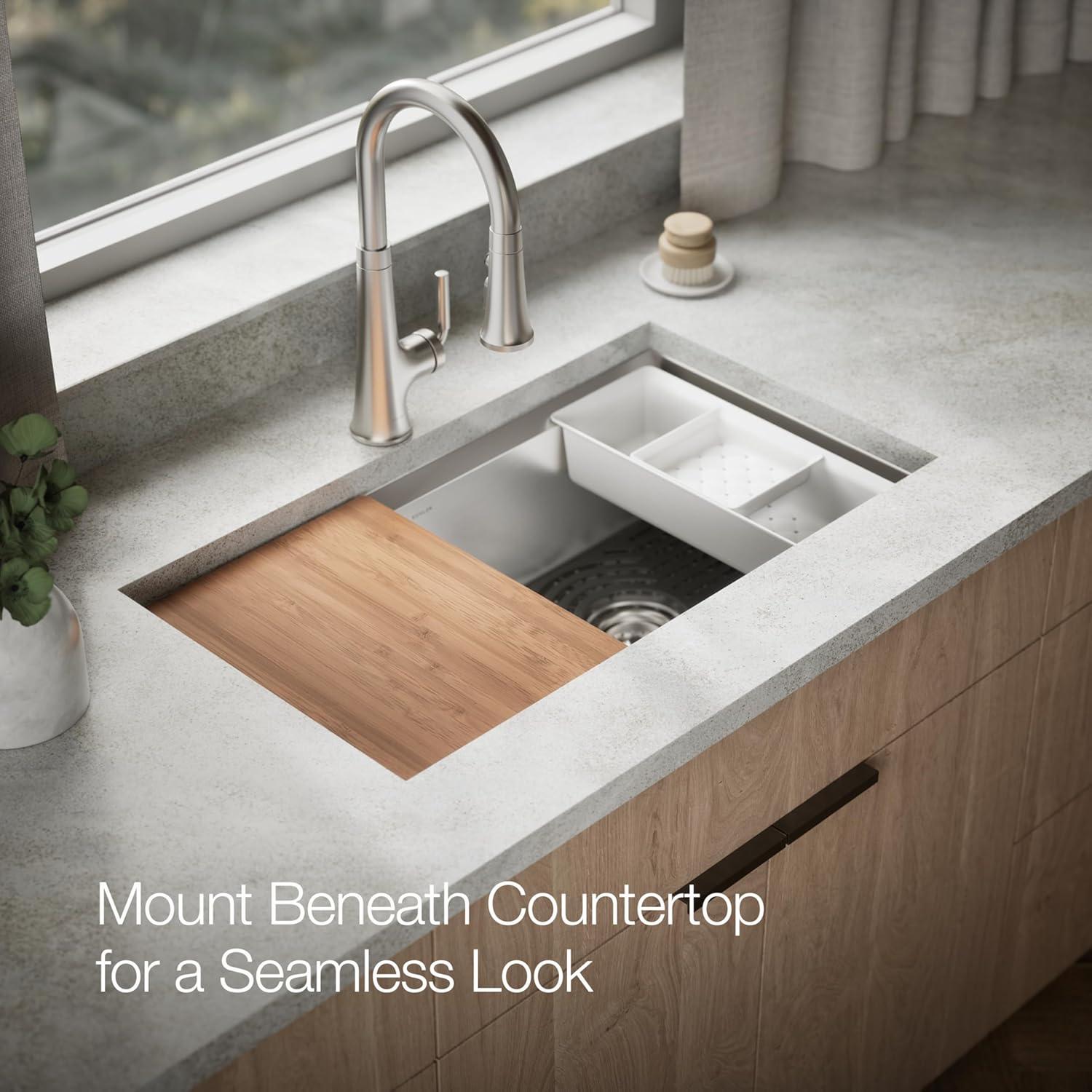 Kohler Task Smart Divide33-In X 22-In Top-Mount/Undermount Double-Equal Workstation Kitchen Sink With Accessories K-80085-1PC-NA