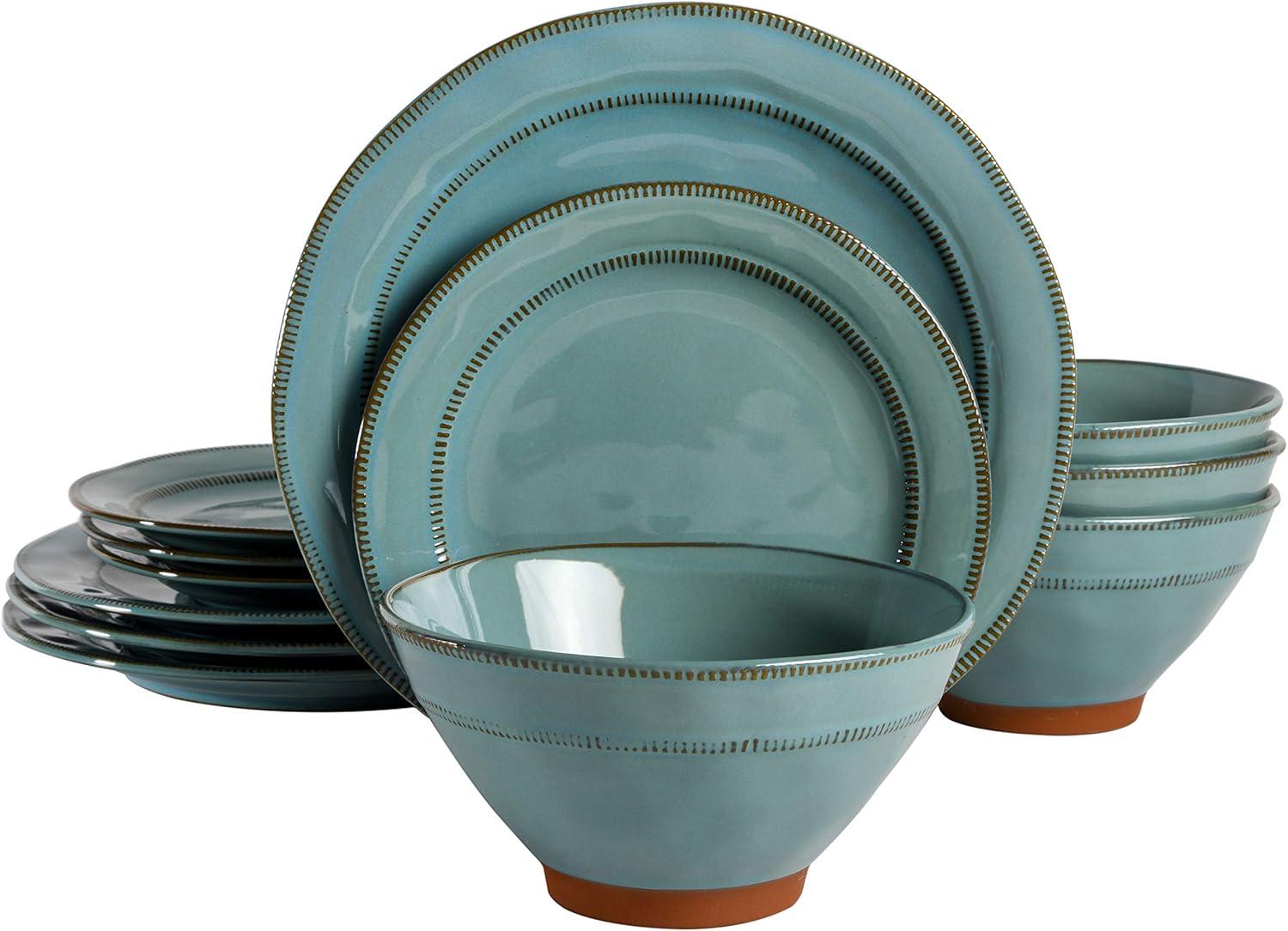 ECLANK 12 Piece Stoneware Dinnerware Set - Service for 4