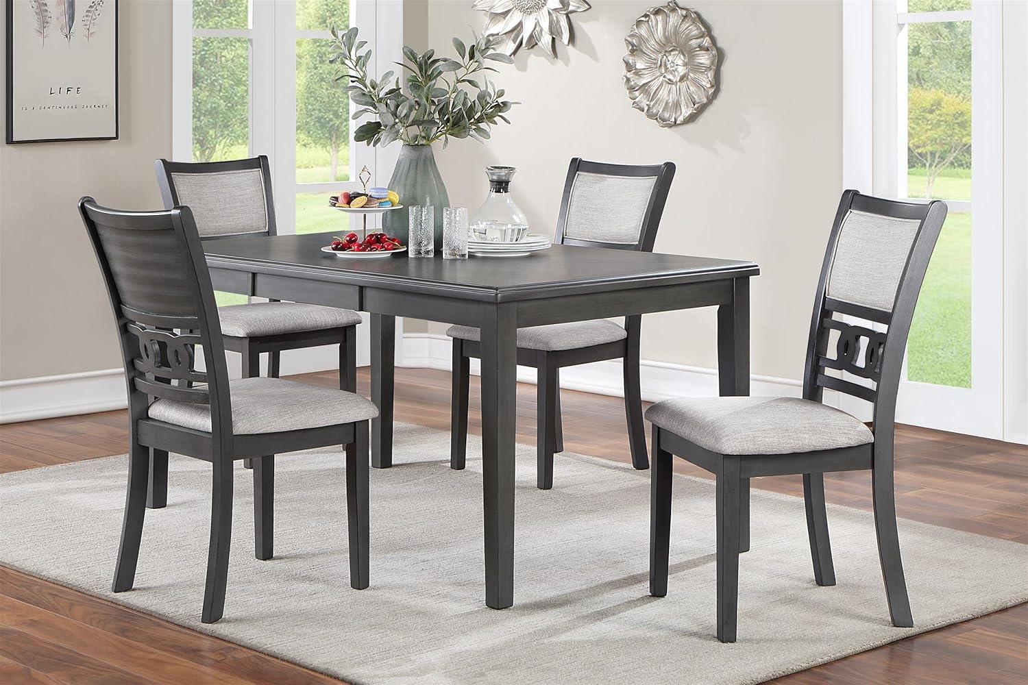 Gia 60" Gray Wood Dining Set with 4 Chairs