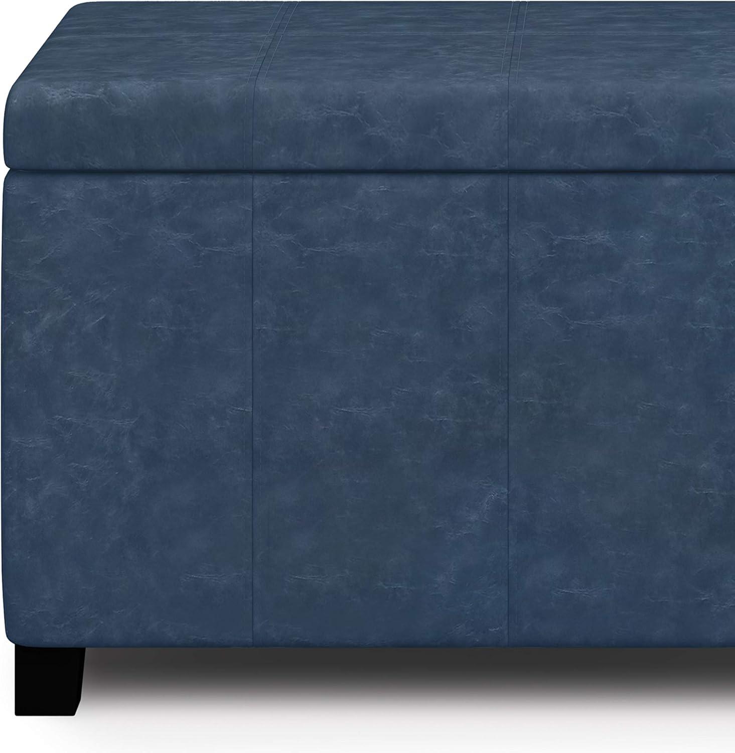 Dover Storage Ottoman Vegan Leather 36x18 Entryway Living Room Storage Furniture