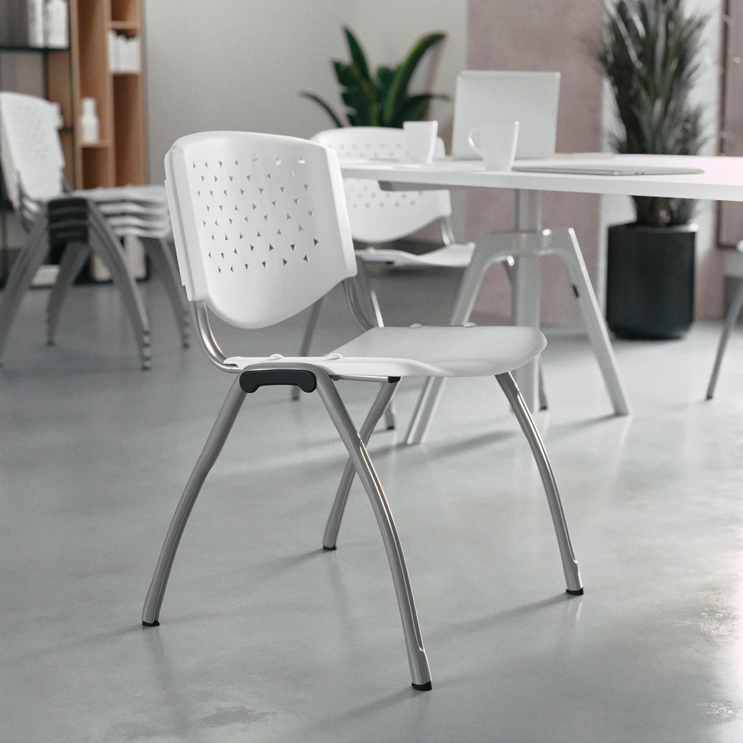 Flash Furniture Memphis 880 lb. Capacity Plastic Stack Chair with Powder Coated Frame