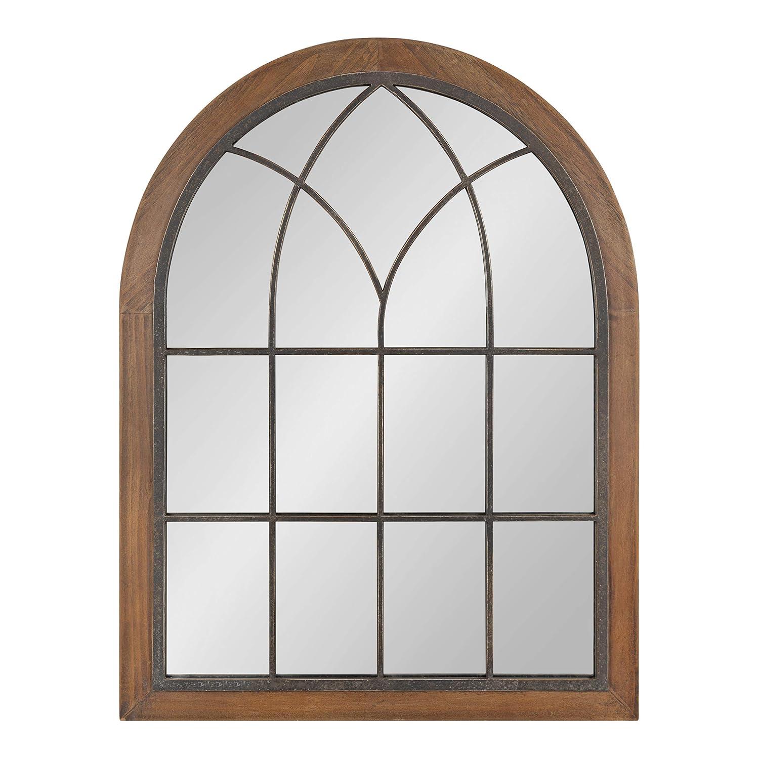 22" x 28" Nola Arch Wall Mirror Brown - Kate & Laurel All Things Decor: Modern Style, Wood Frame, Wall Mounted