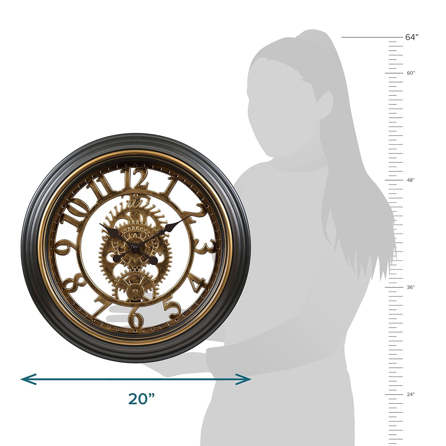La Crosse Clock 20-inch Bronze Antiqued Gears Vintage Quartz Analog Wall Clock, 404-3051C